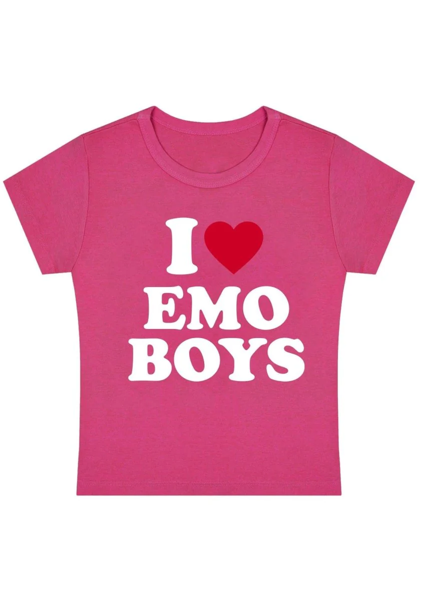 I Love Emo Boys Y2k Baby Tee - Image 7
