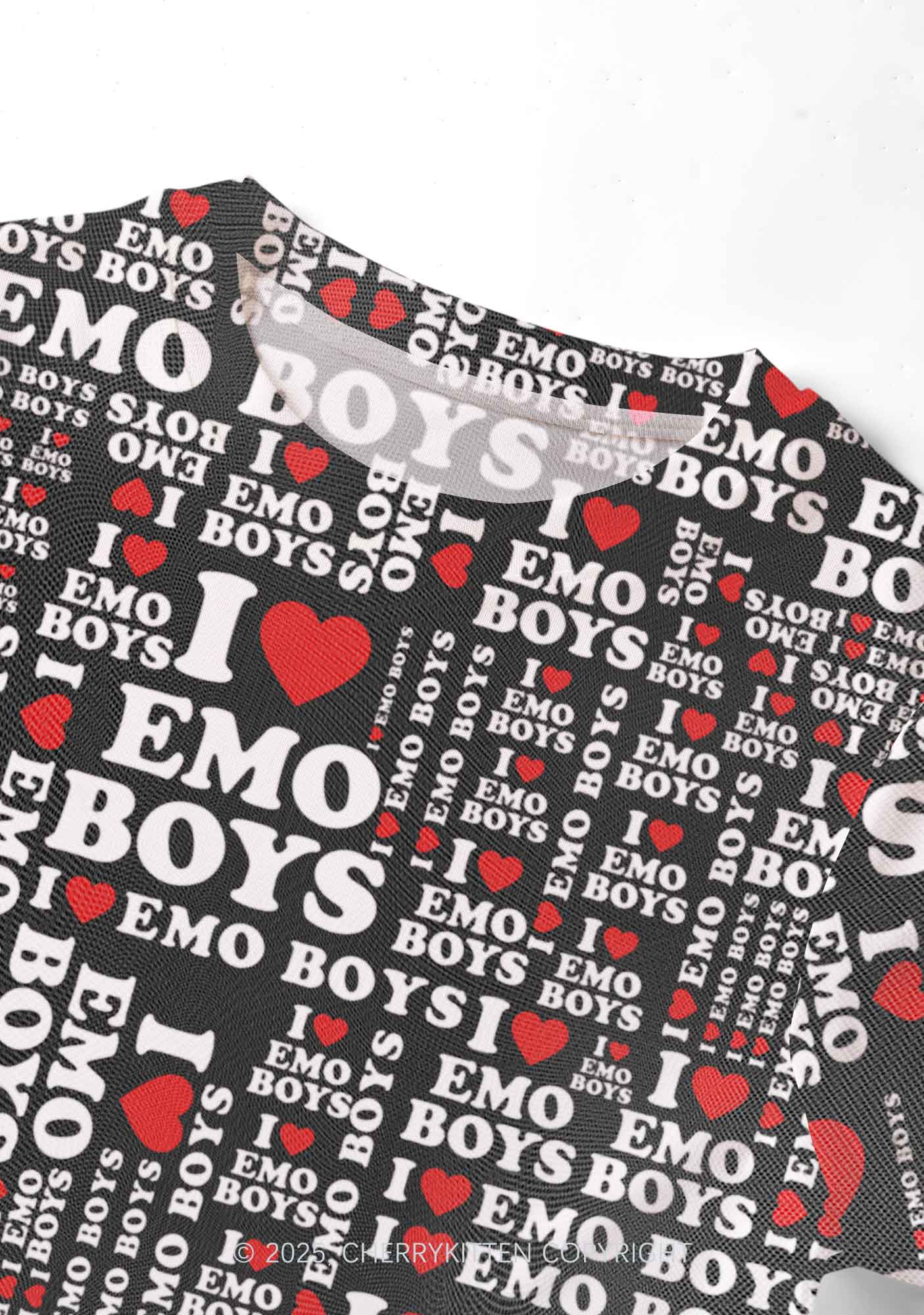 I Love Emo Boys Y2K Mesh Crop Top Cherrykitten - Image 2