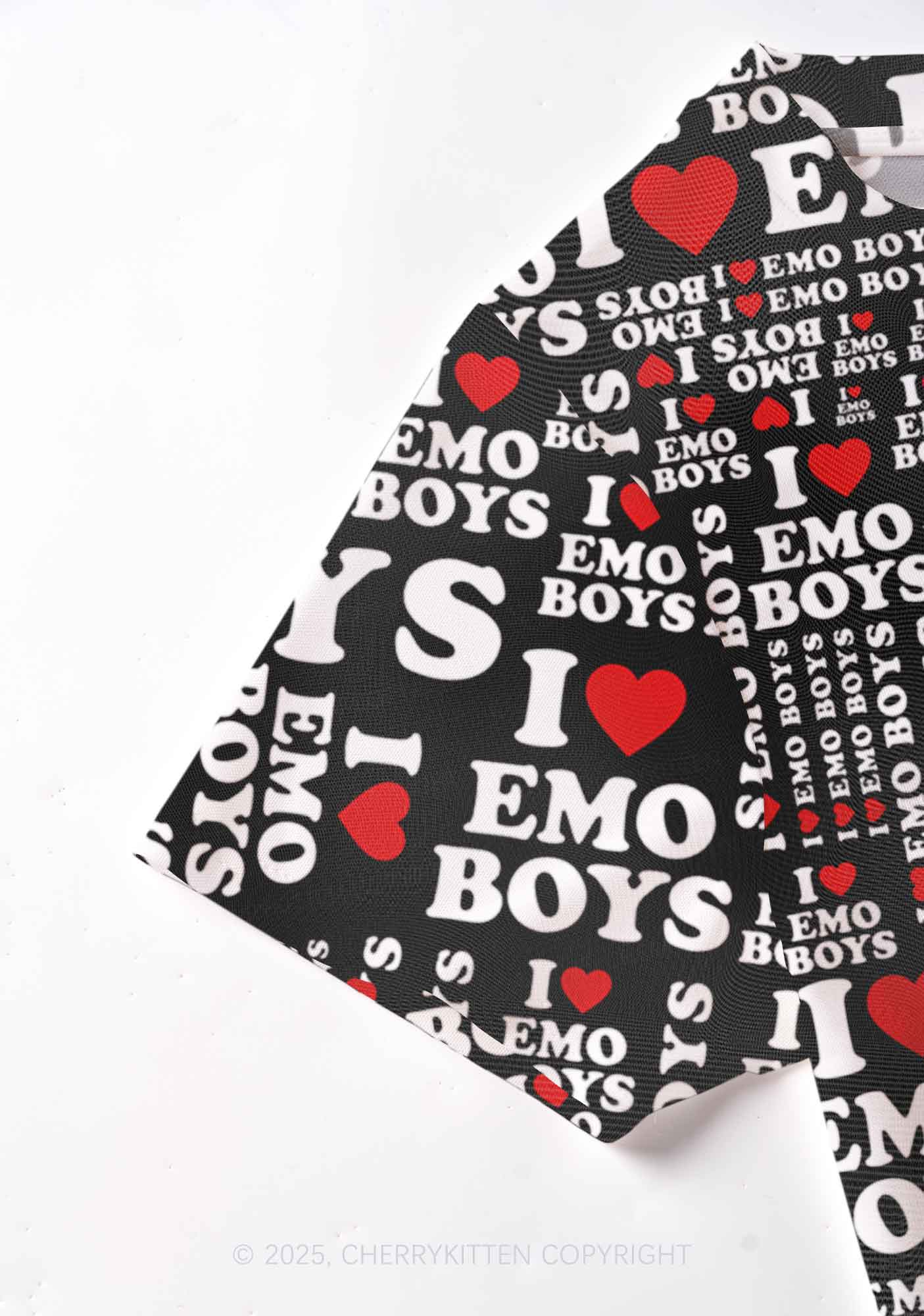 I Love Emo Boys Y2K Mesh Crop Top Cherrykitten - Image 3