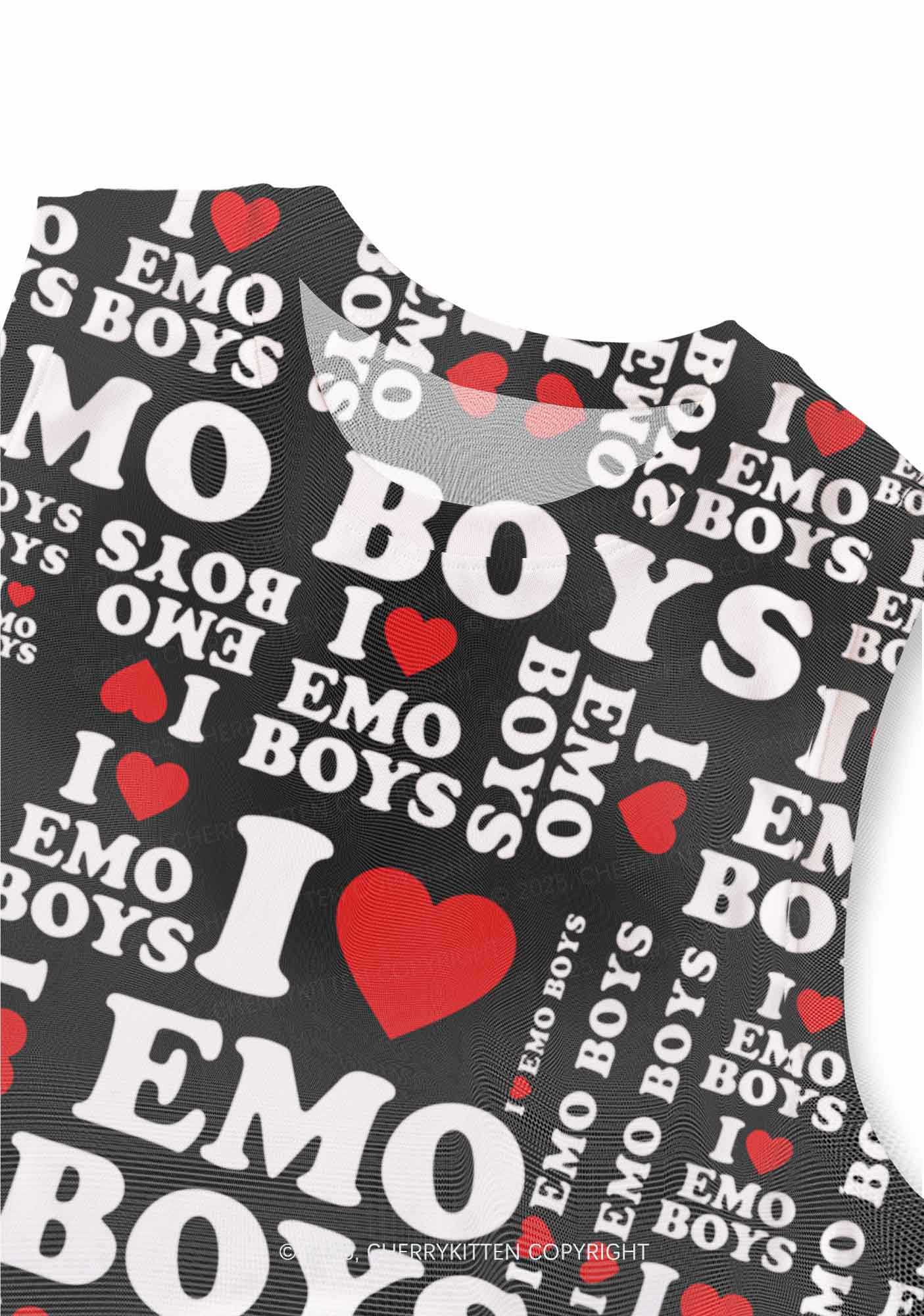 I Love Emo Boys Y2K Mesh Muscle Tank Cherrykitten - Image 2