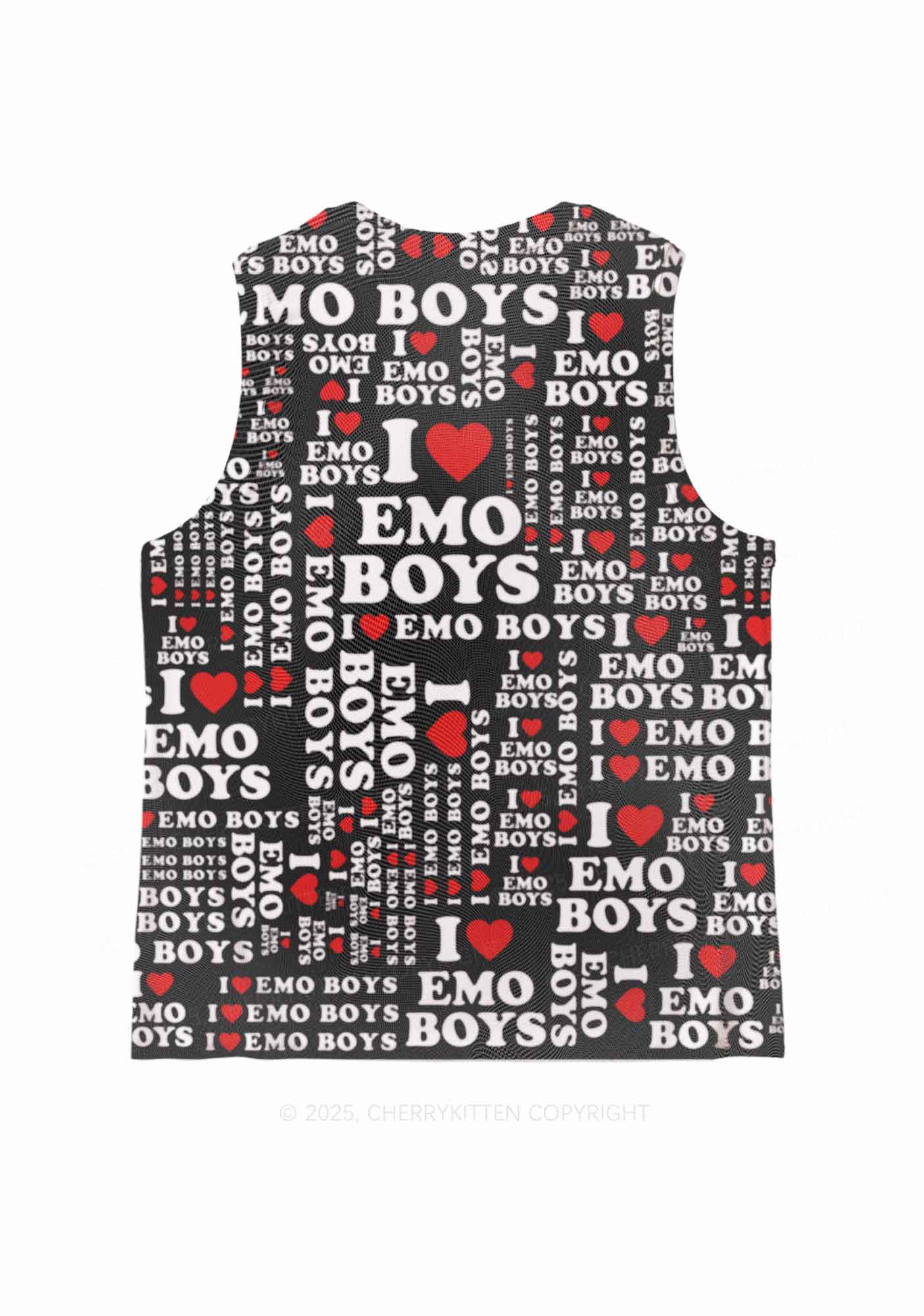 I Love Emo Boys Y2K Mesh Muscle Tank Cherrykitten - Image 3