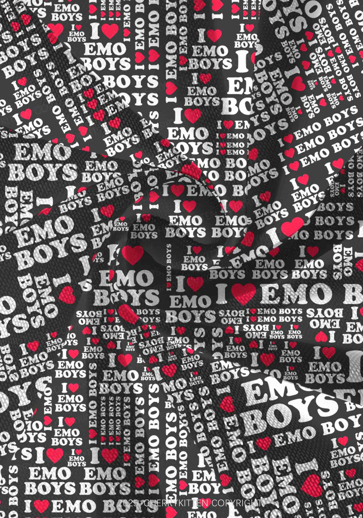 I Love Emo Boys Y2K Mesh Slip Dress With Scarf Set Cherrykitten - Image 6