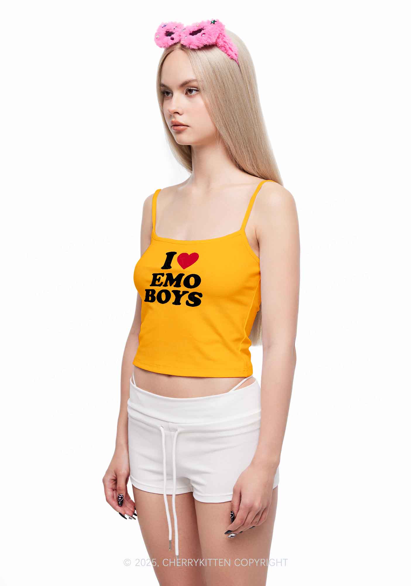 I Love Emo Boys Y2K Spaghetti Strap Cami Cherrykitten - Image 2