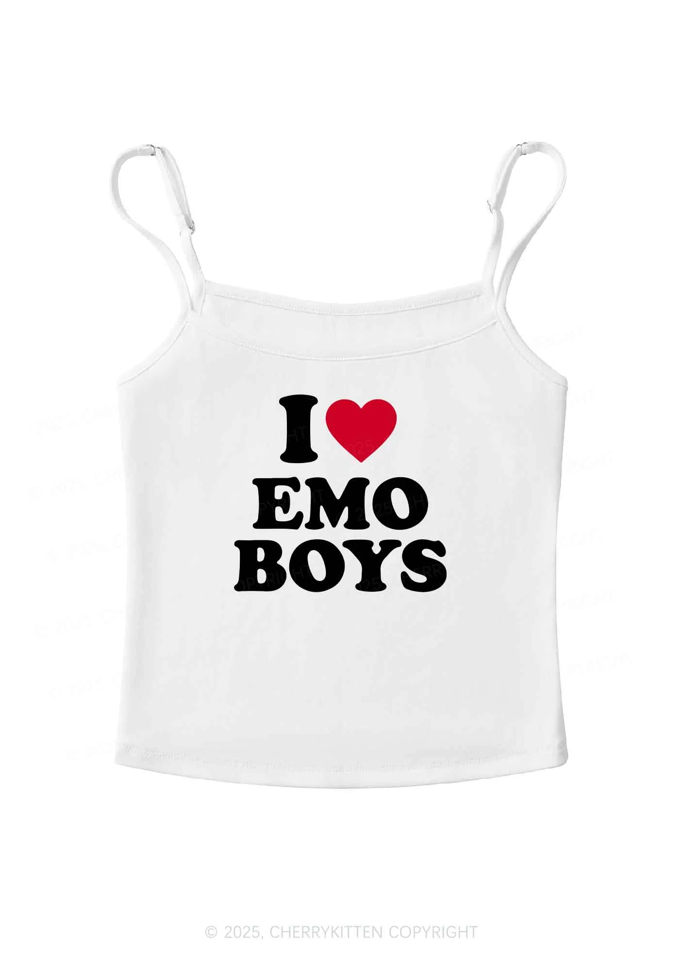 I Love Emo Boys Y2K Spaghetti Strap Cami Cherrykitten - Image 3