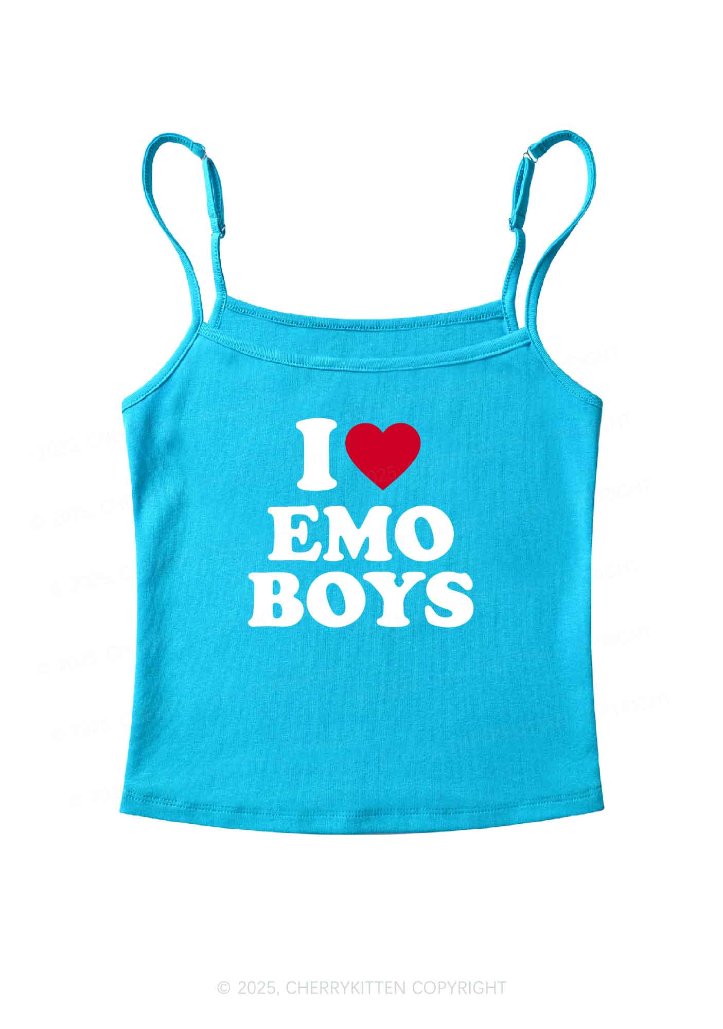 I Love Emo Boys Y2K Spaghetti Strap Cami Cherrykitten - Image 4