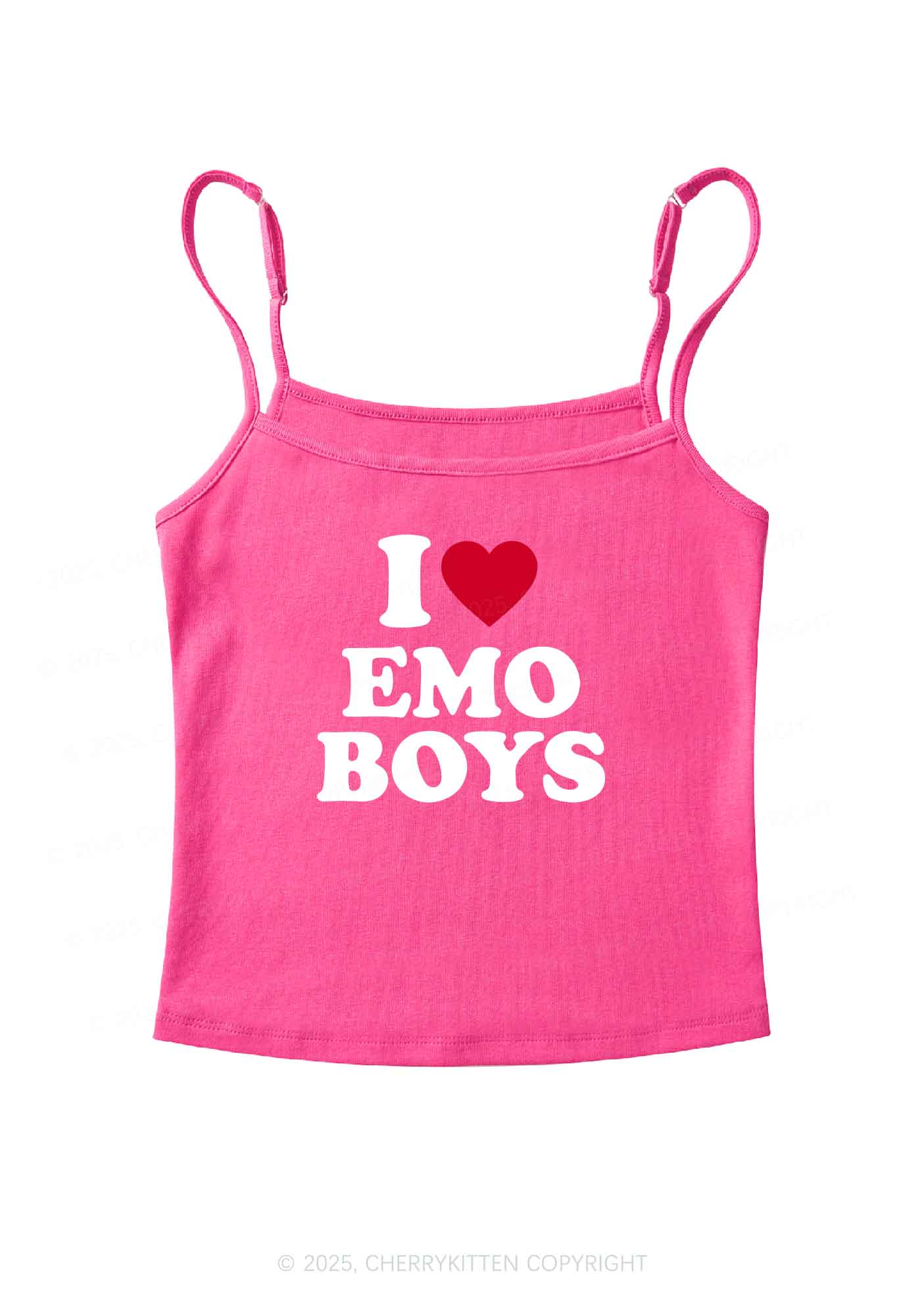 I Love Emo Boys Y2K Spaghetti Strap Cami Cherrykitten - Image 5