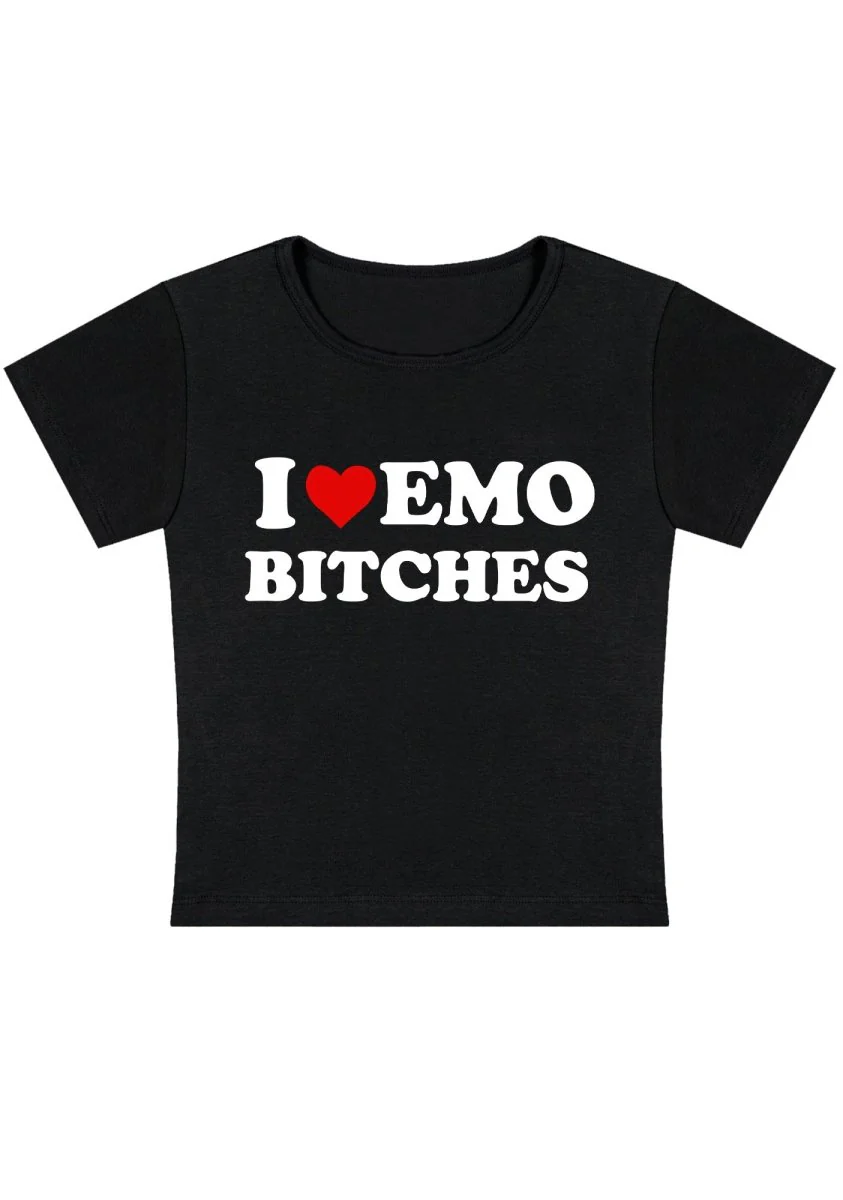I Love Emo Bxxches Y2K Baby Tee - Image 3