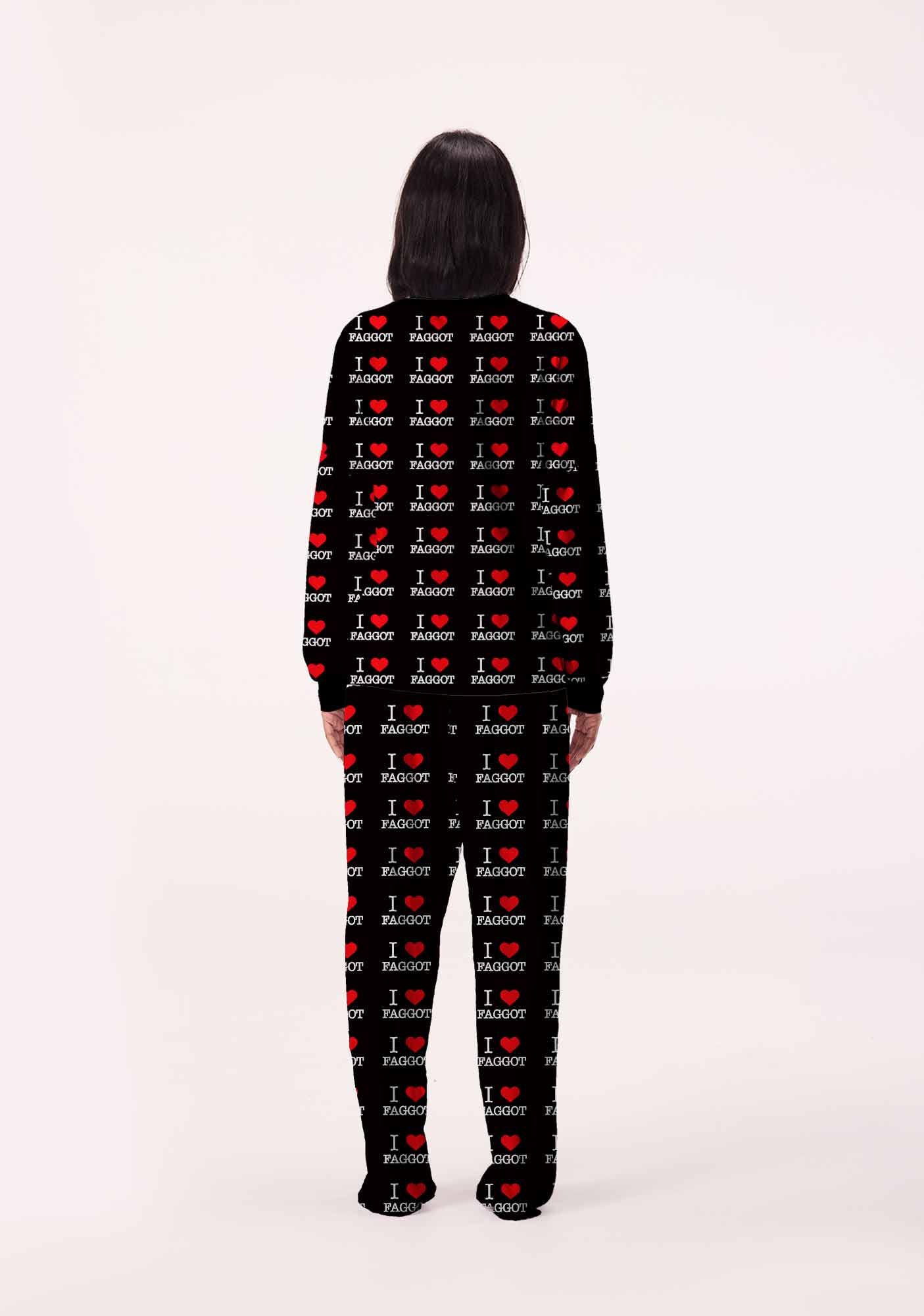 I Love Faggot Valentine's Day Y2K Print Long Sleeve Pajama Set Cherrykitten - Image 4