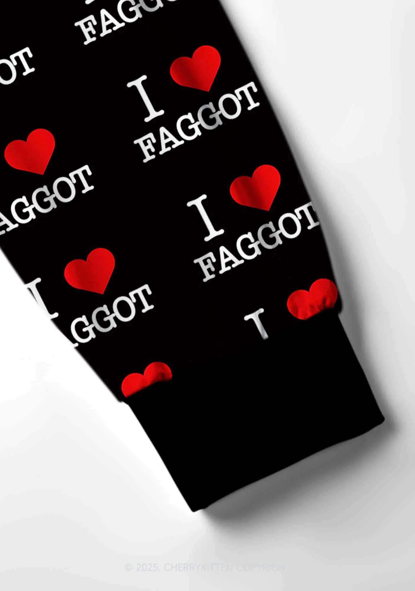 I Love Faggot Valentine's Day Y2K Print Long Sleeve Pajama Set Cherrykitten - Image 6