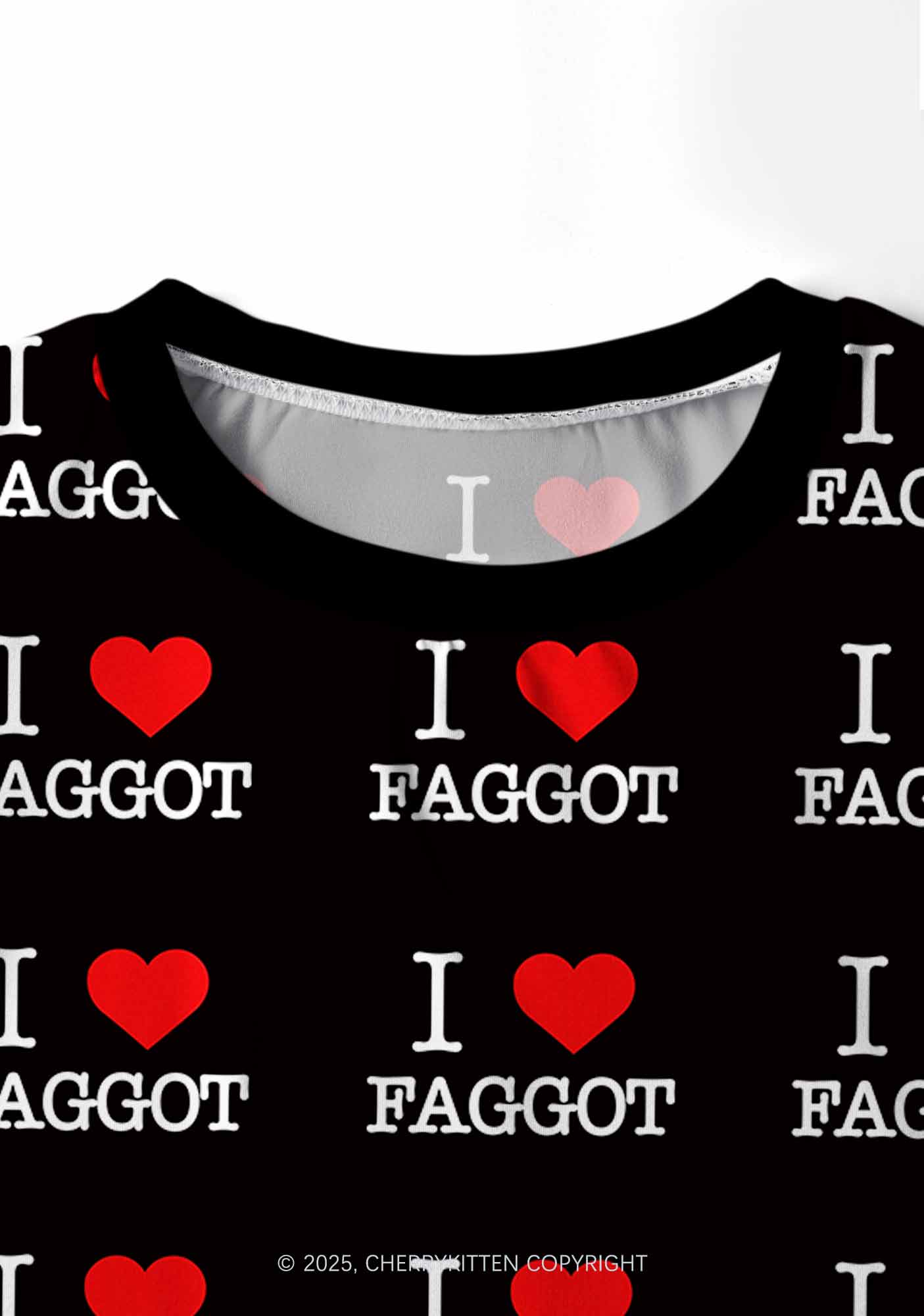 I Love Faggot Valentine's Day Y2K Print Long Sleeve Pajama Set Cherrykitten - Image 7