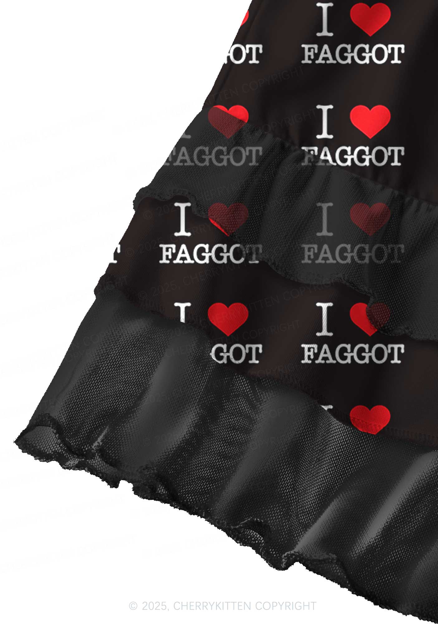 I Love Faggot Valentine's Day Y2K Print Mini Layered Skirt Cherrykitten - Image 3