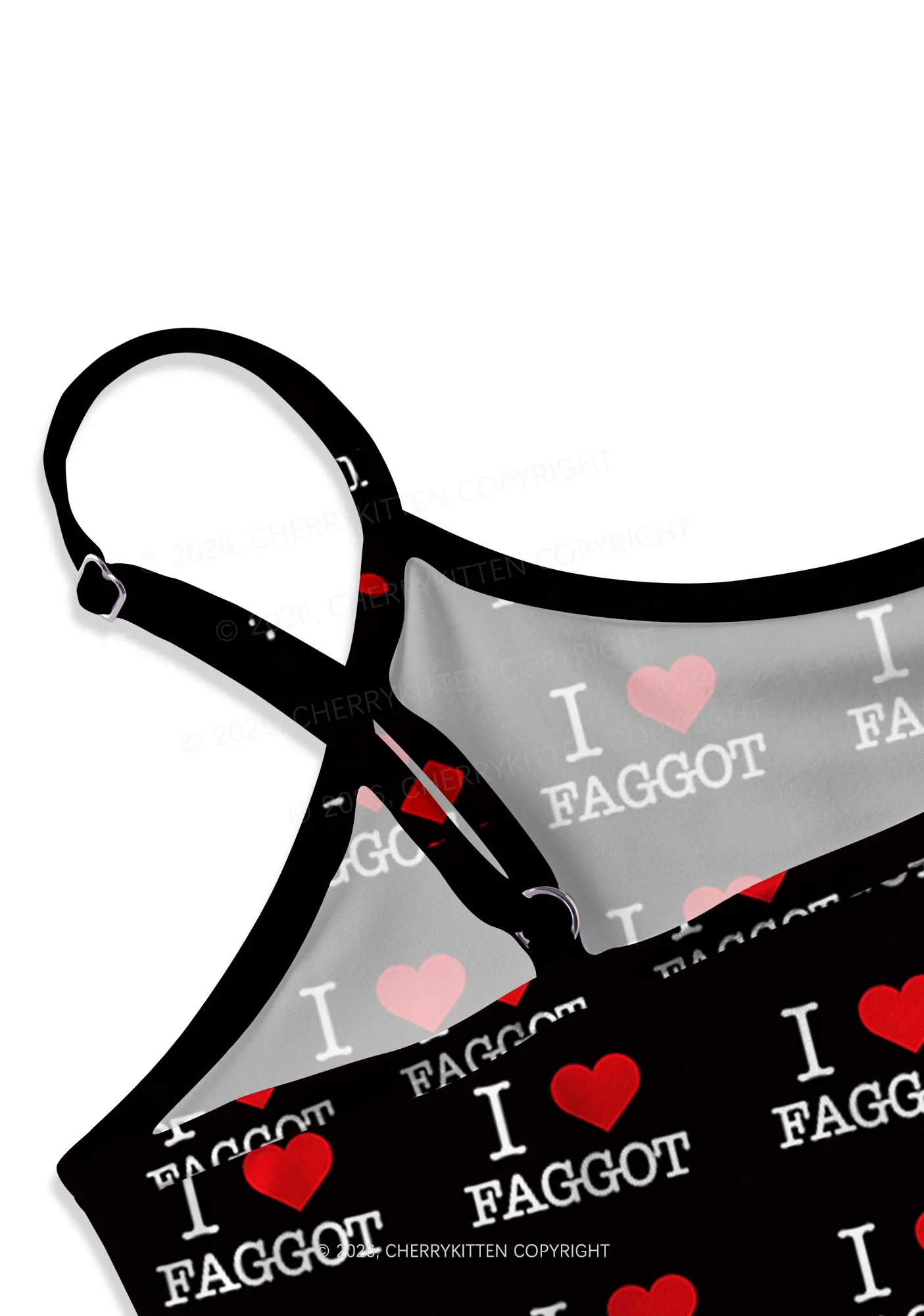 I Love Faggot Valentine's Day Y2K Print Slip Dress Cherrykitten - Image 5