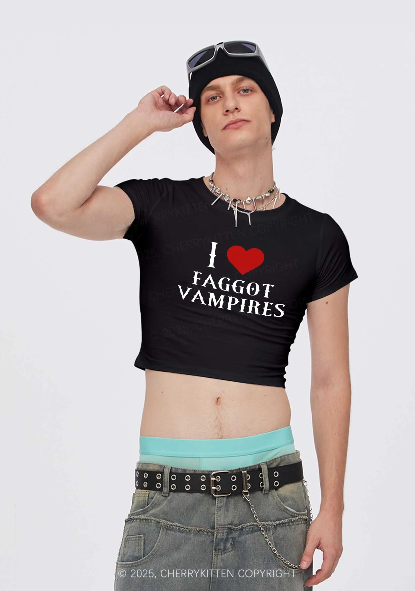 Halloween I Love Faggot Vampires Pride Y2K Baby Tee Cherrykitten - Image 3