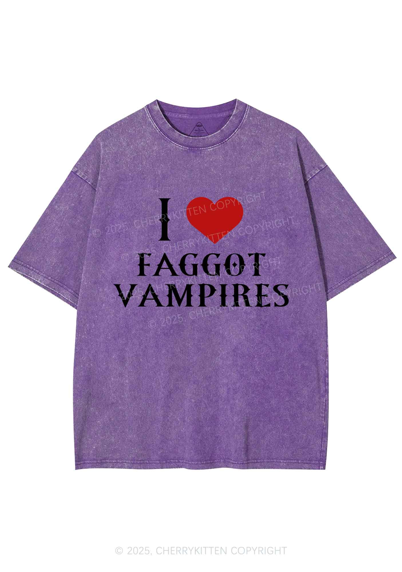 Halloween I Love Faggot Vampires Pride Y2K Shirts Washed Tee Cherrykitten - Image 5