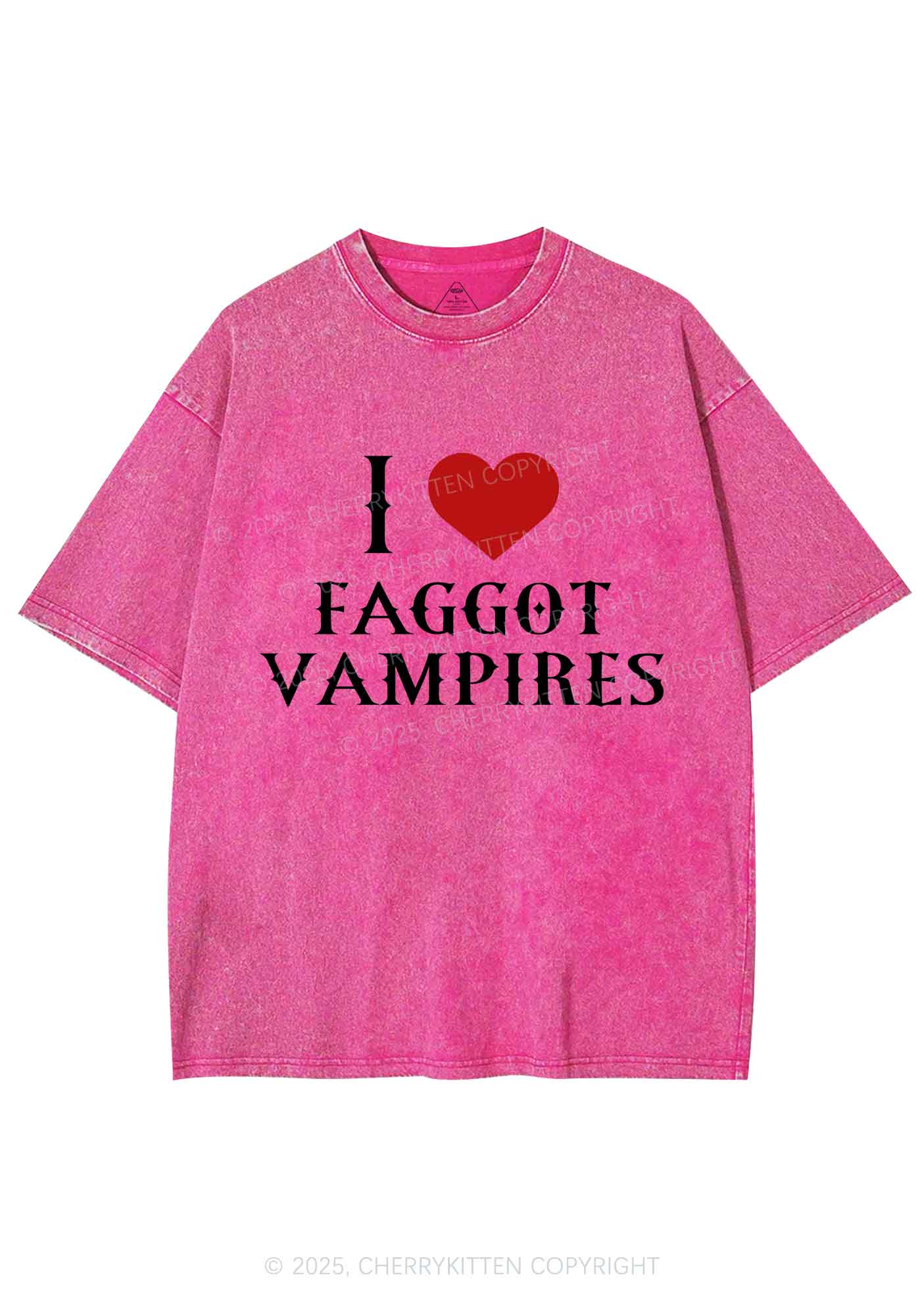 Halloween I Love Faggot Vampires Pride Y2K Shirts Washed Tee Cherrykitten - Image 6