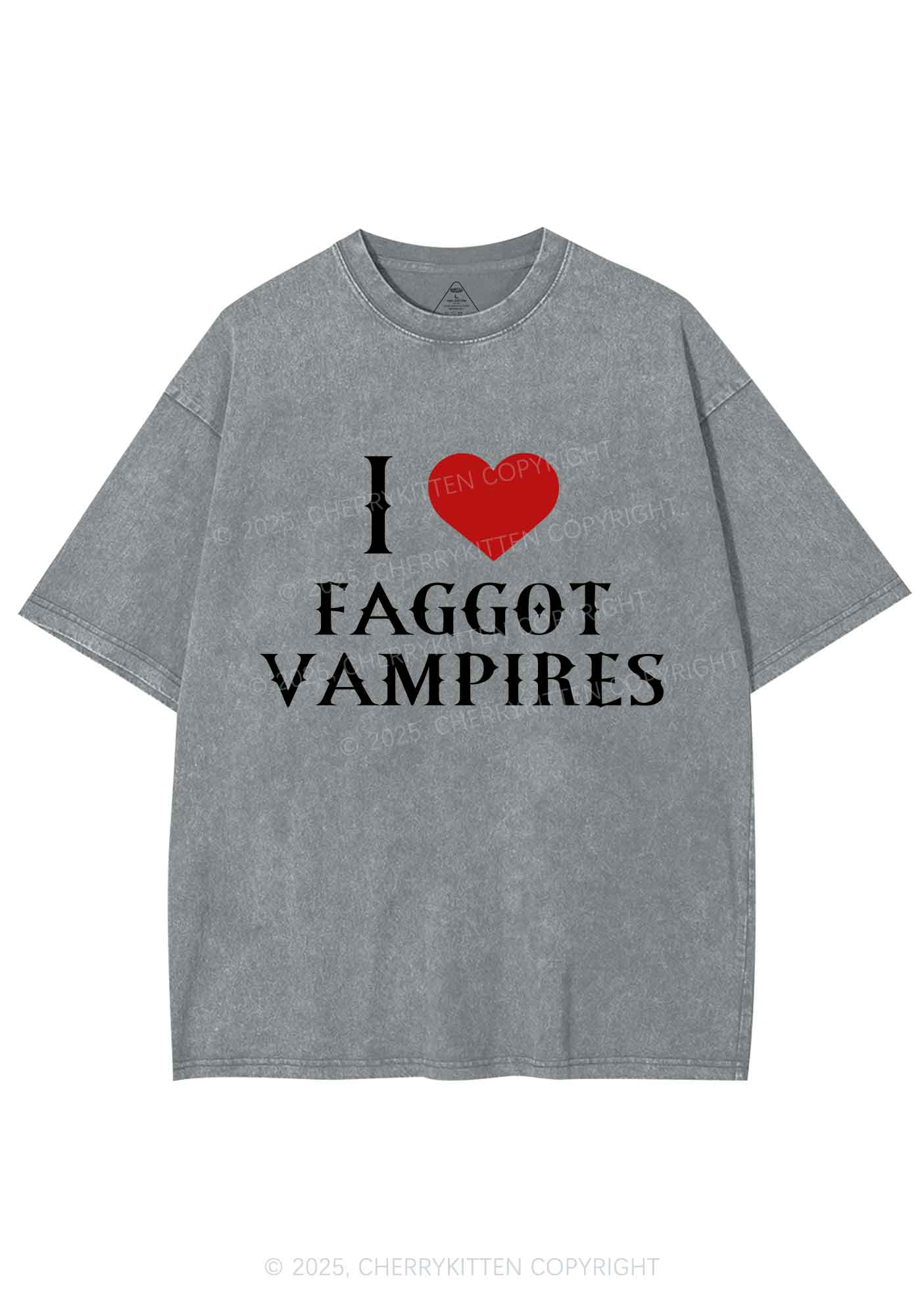 Halloween I Love Faggot Vampires Pride Y2K Shirts Washed Tee Cherrykitten - Image 7