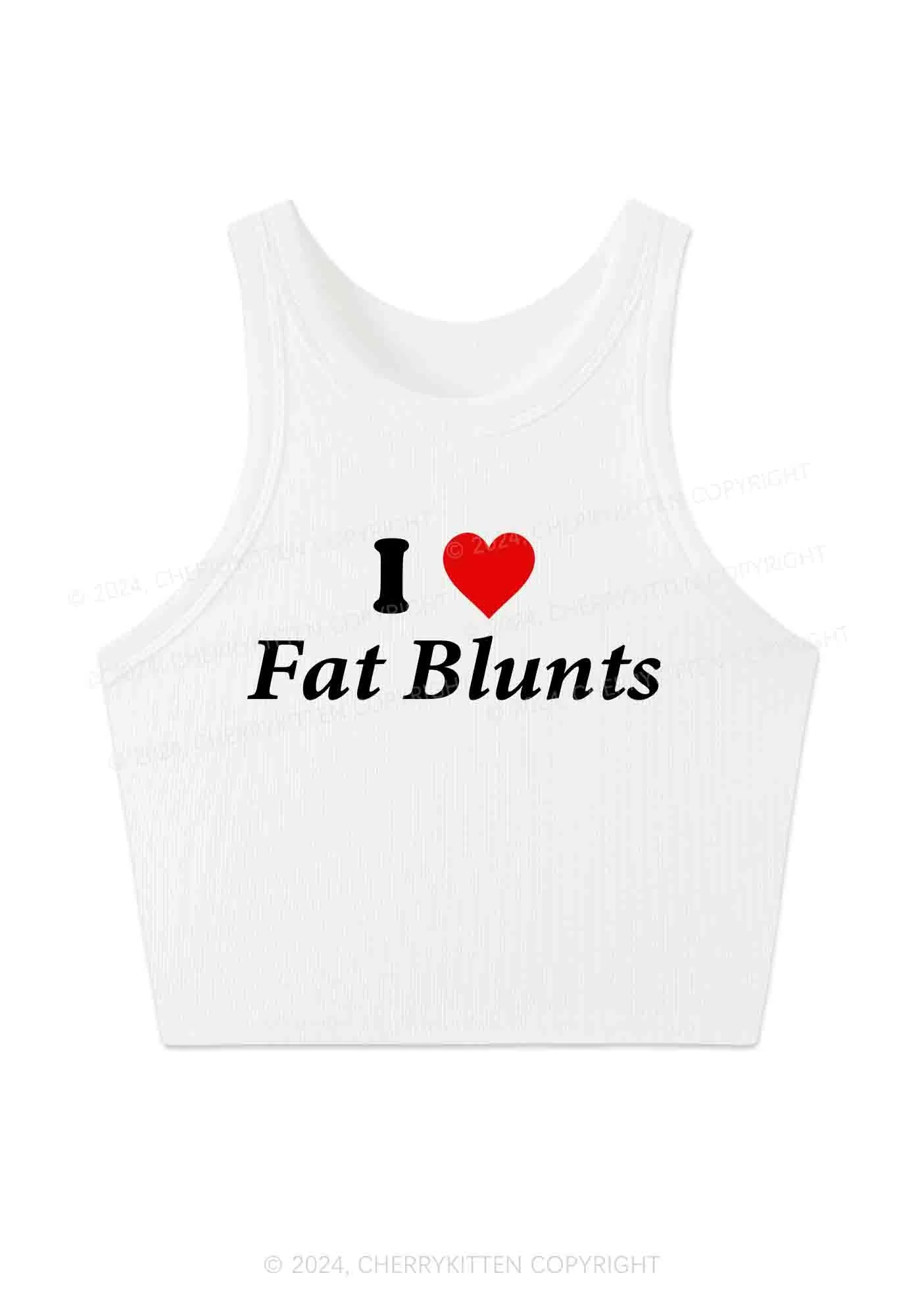I Love Fat Blunts Y2K Crop Tank Top Cherrykitten - Image 3
