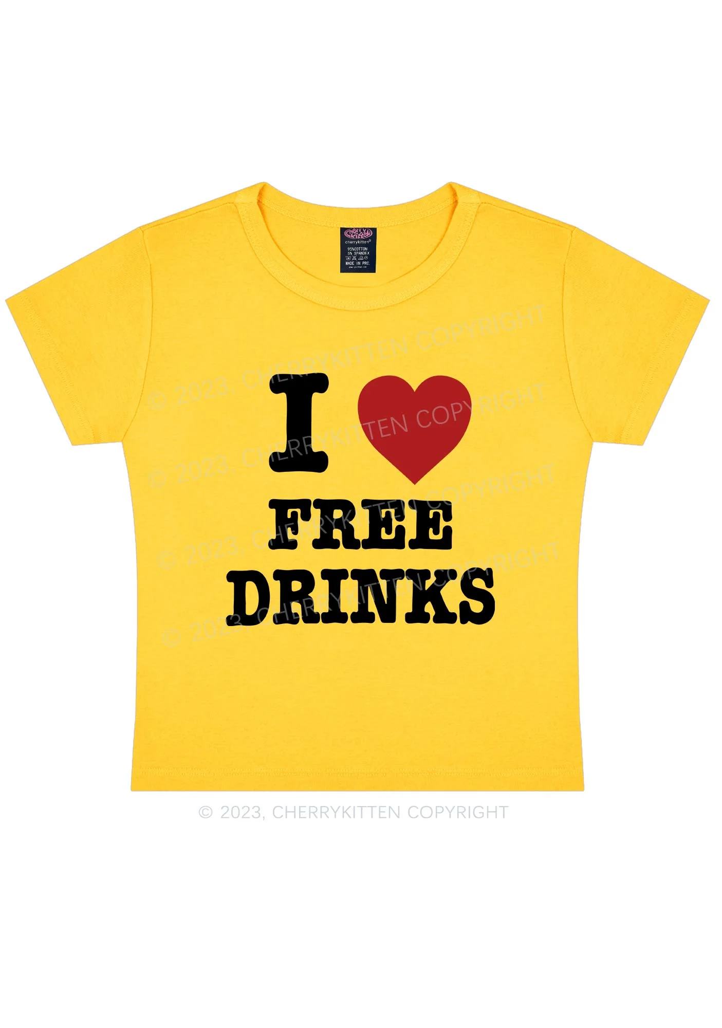 I Love Free Drinks Y2K Baby Tee - Image 3