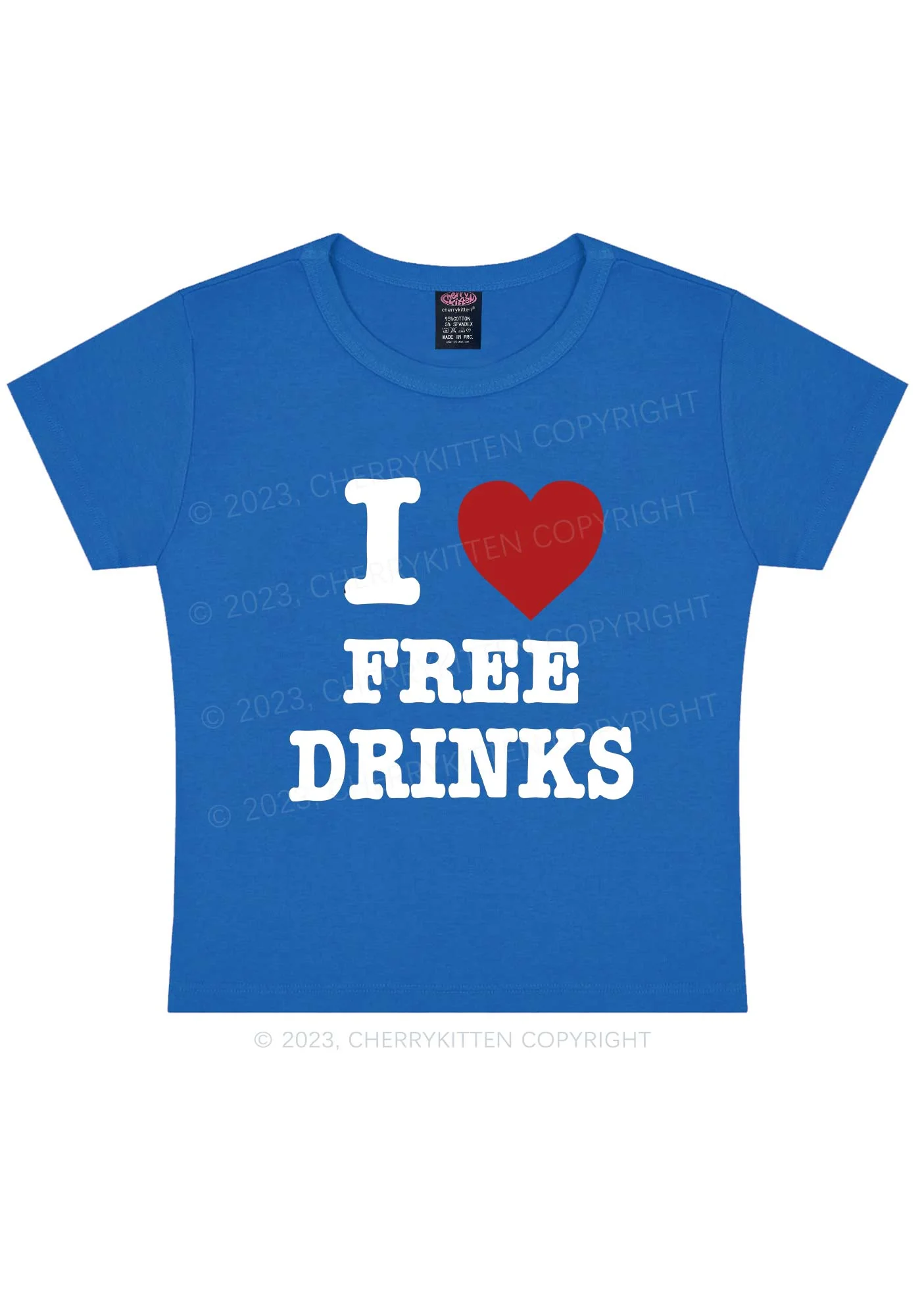 I Love Free Drinks Y2K Baby Tee - Image 4