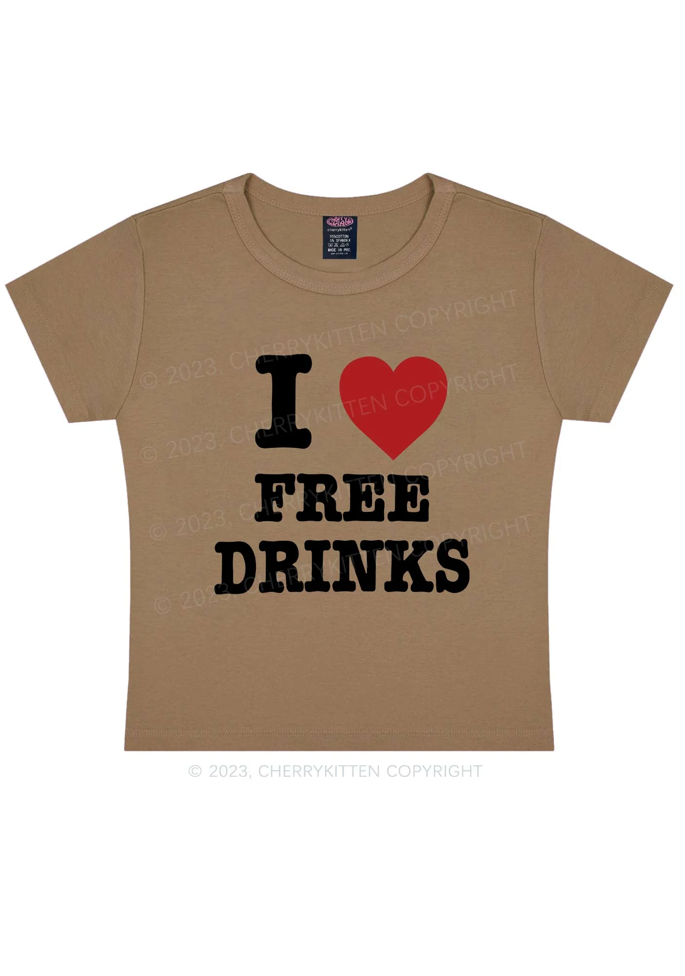 I Love Free Drinks Y2K Baby Tee - Image 5