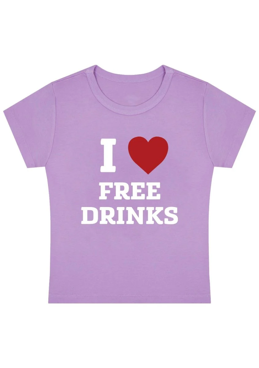 I Love Free Drinks Y2K Baby Tee - Image 6