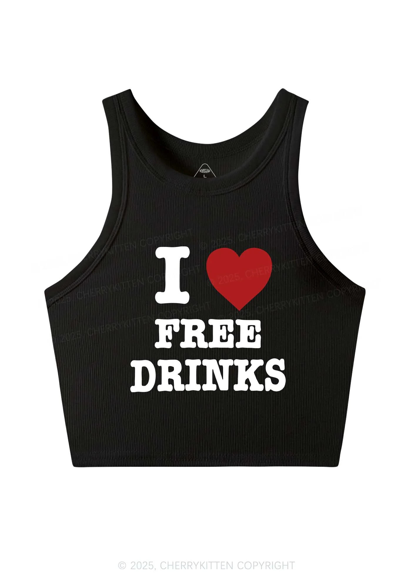 I Love Free Drinks Y2K Crop Tank Top Cherrykitten - Image 3