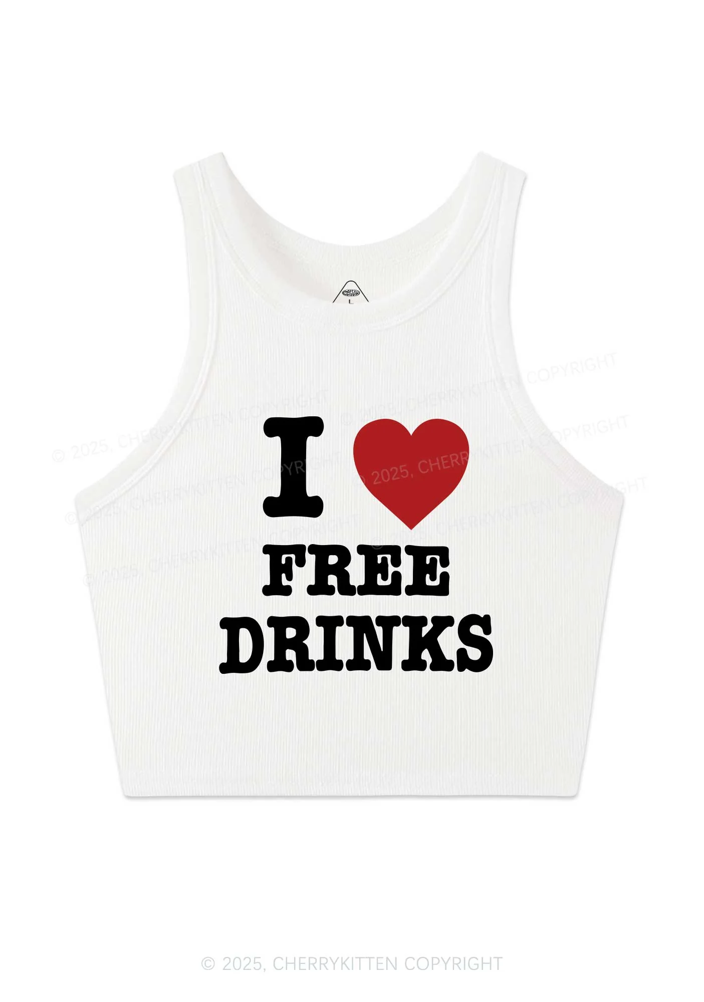 I Love Free Drinks Y2K Crop Tank Top Cherrykitten - Image 4