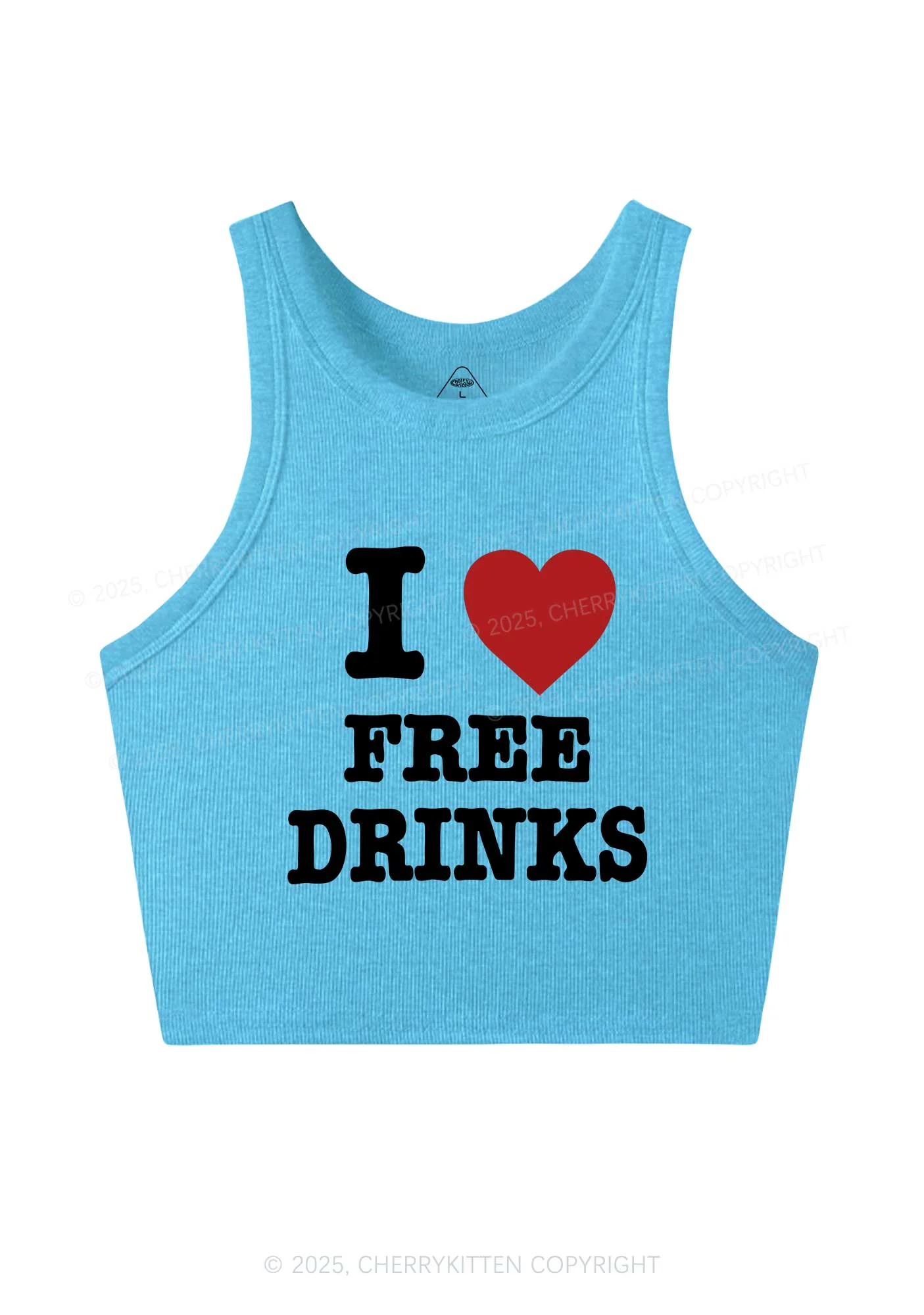 I Love Free Drinks Y2K Crop Tank Top Cherrykitten - Image 5