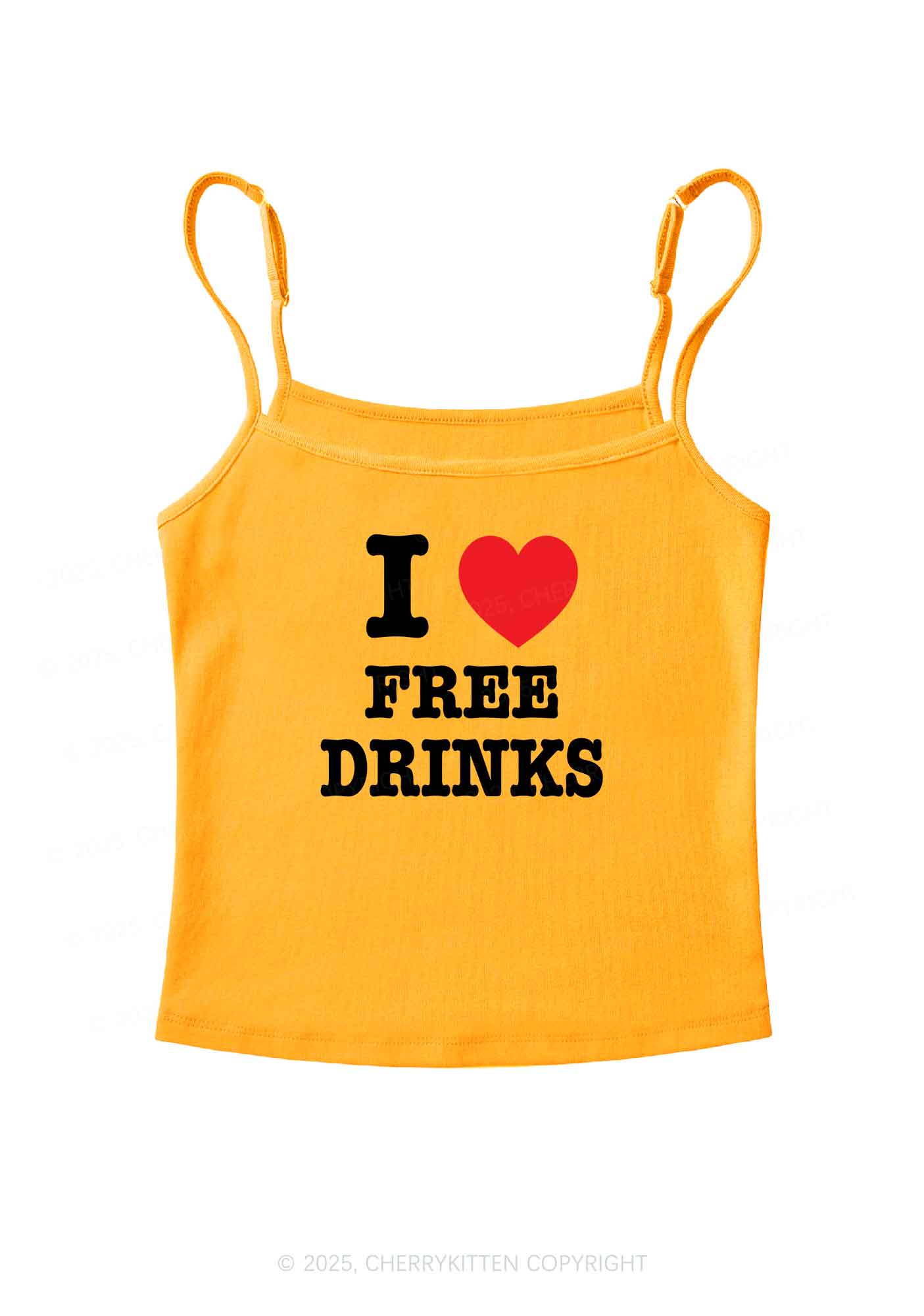 I Love Free Drinks Y2K Spaghetti Strap Cami Cherrykitten - Image 6