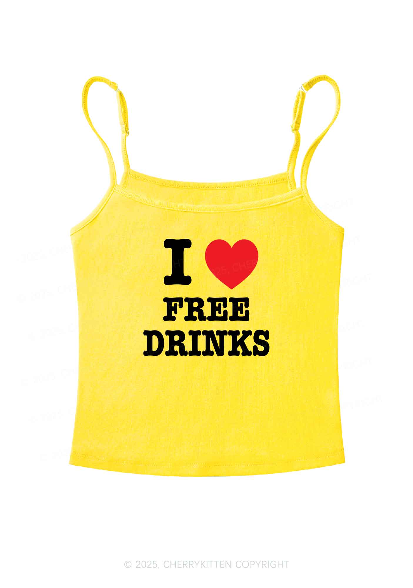 I Love Free Drinks Y2K Spaghetti Strap Cami Cherrykitten - Image 7