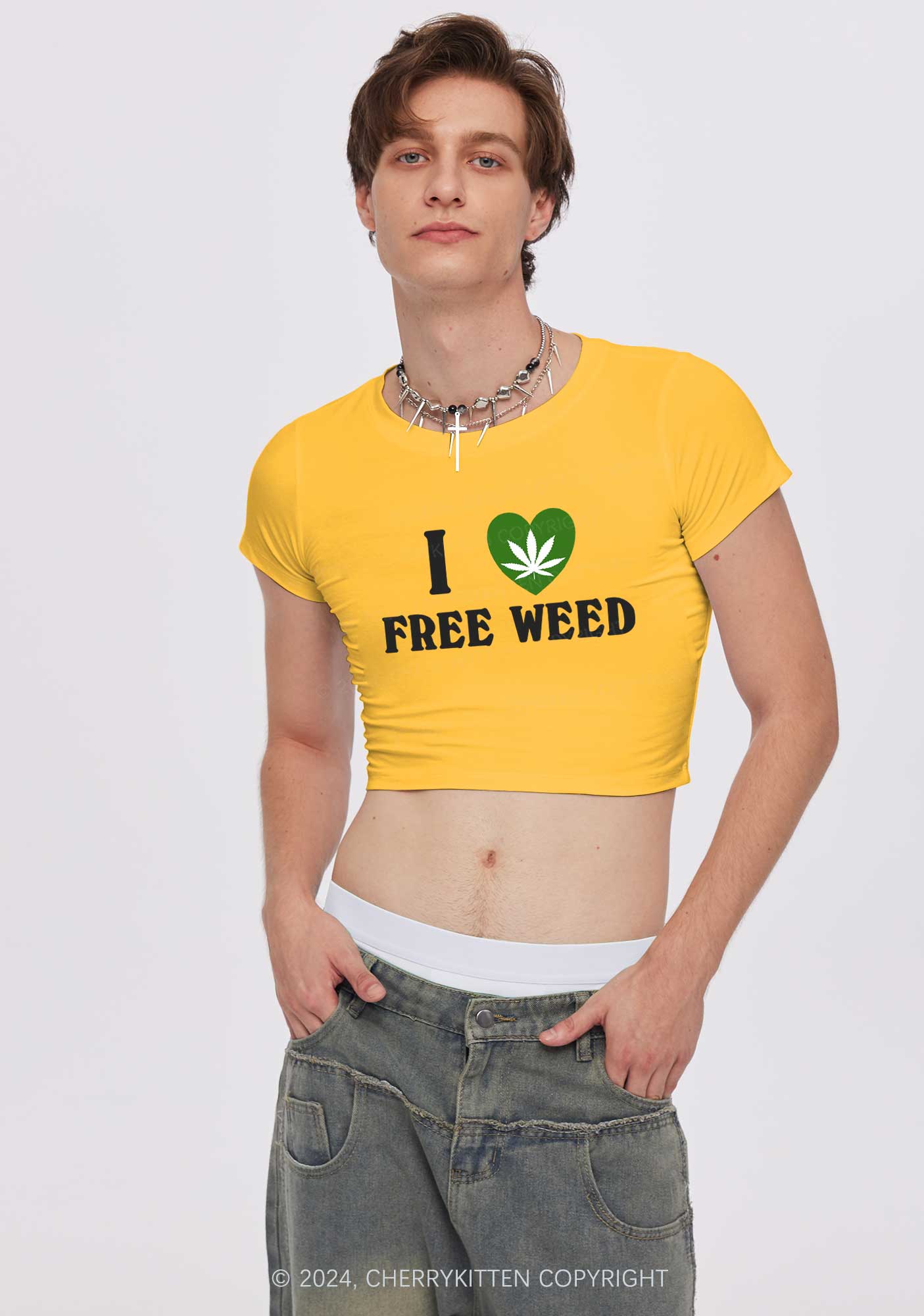 I Love Free Wxxd Y2K Baby Tee Cherrykitten - Image 2