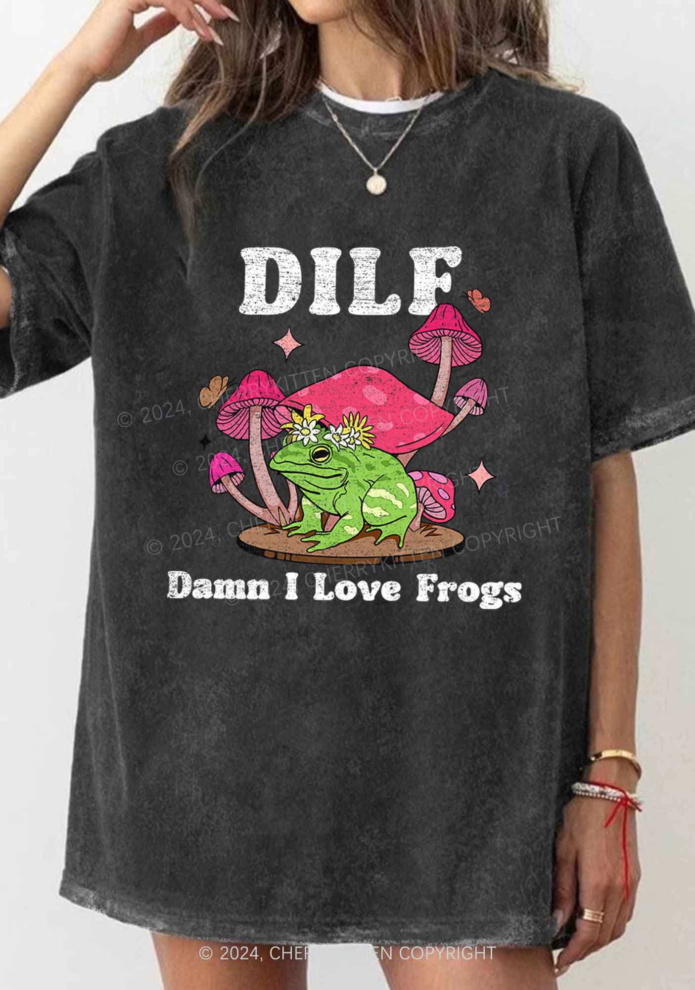 I Love Frogs Y2K Washed Tee Cherrykitten - Image 2