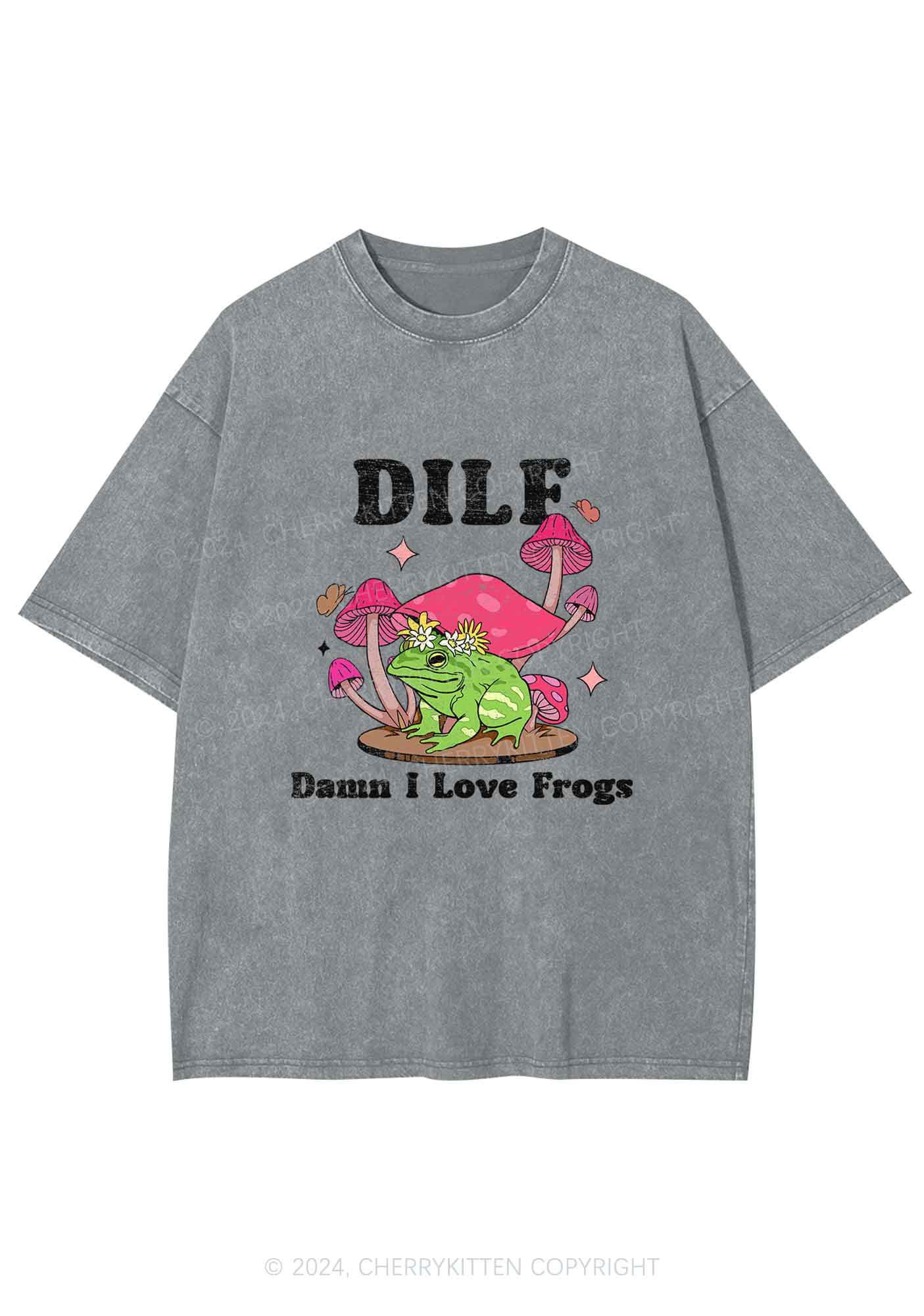 I Love Frogs Y2K Washed Tee Cherrykitten - Image 3