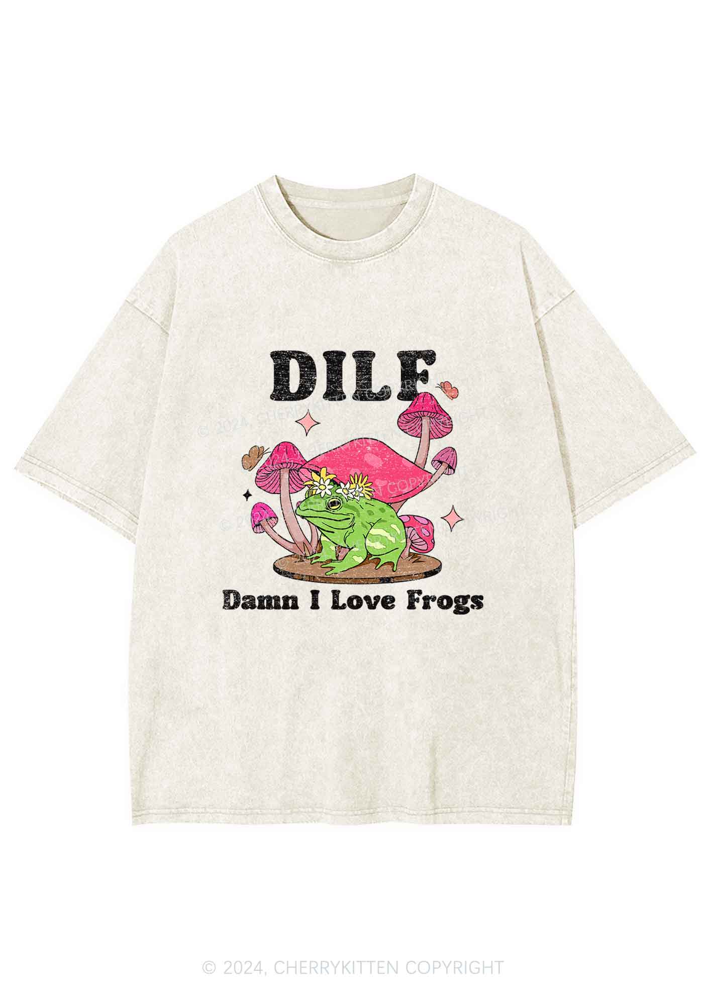 I Love Frogs Y2K Washed Tee Cherrykitten - Image 4