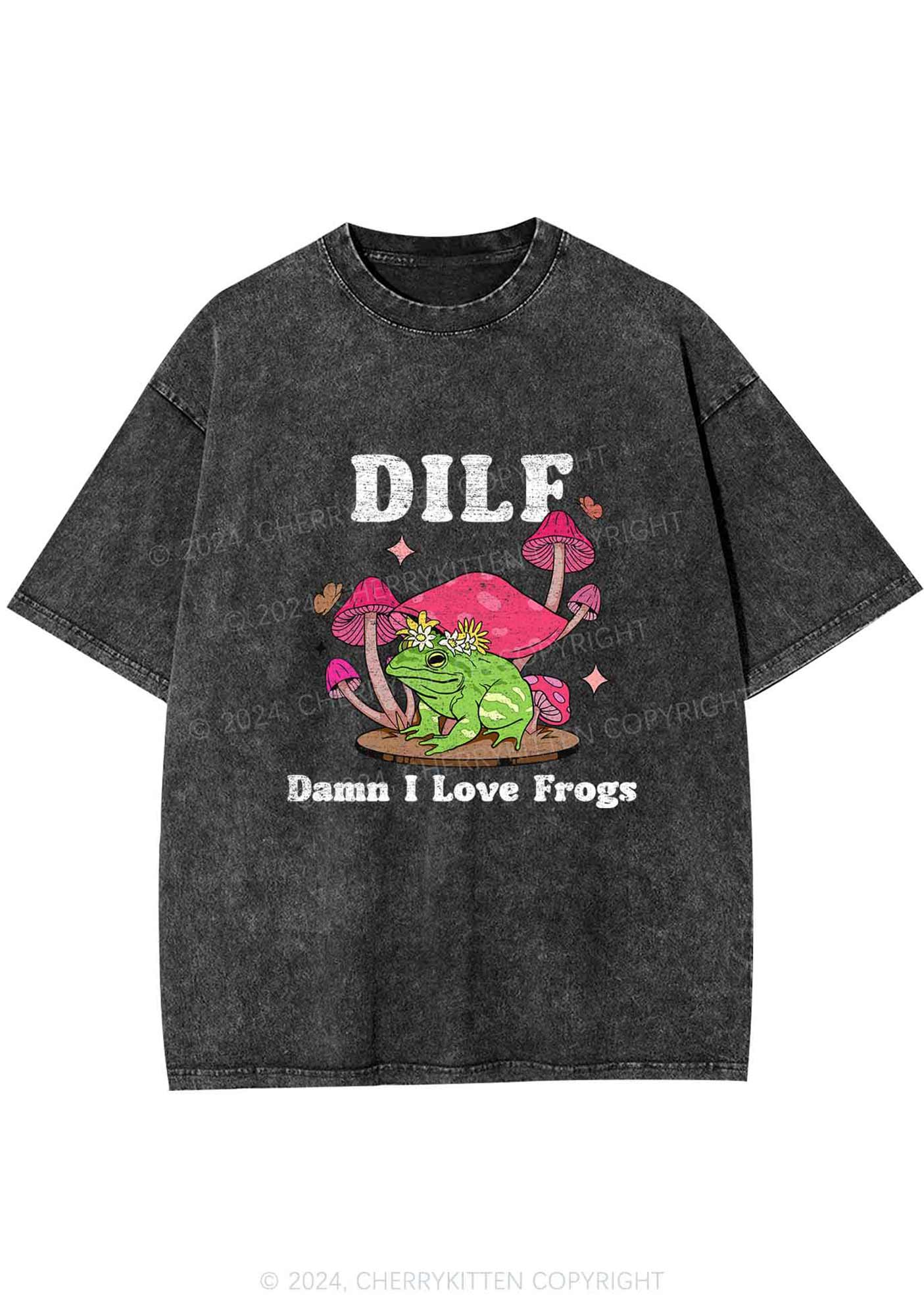 I Love Frogs Y2K Washed Tee Cherrykitten - Image 7
