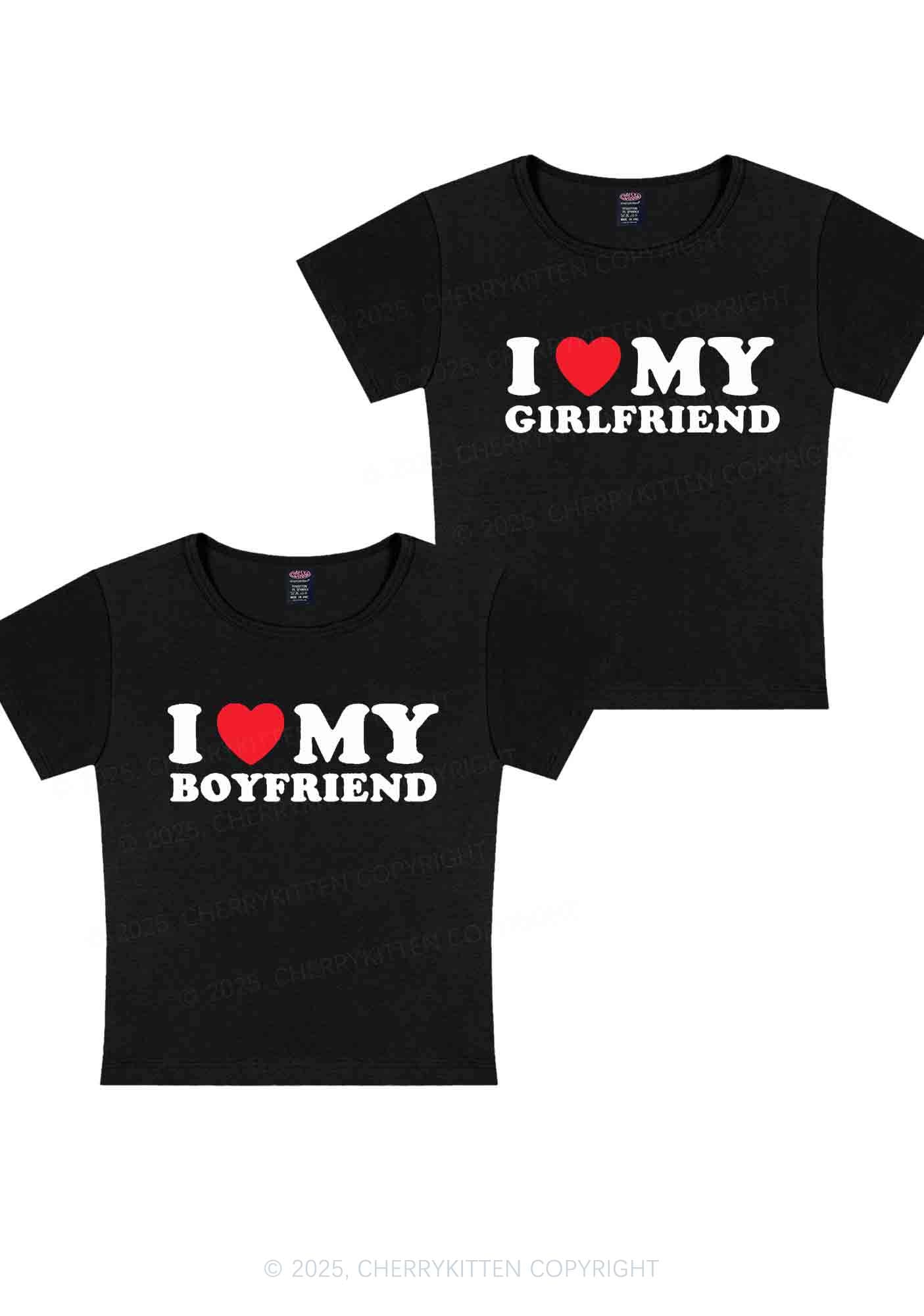 I Love GF BF Y2K Valentine's Day Baby Tee Cherrykitten - Image 4