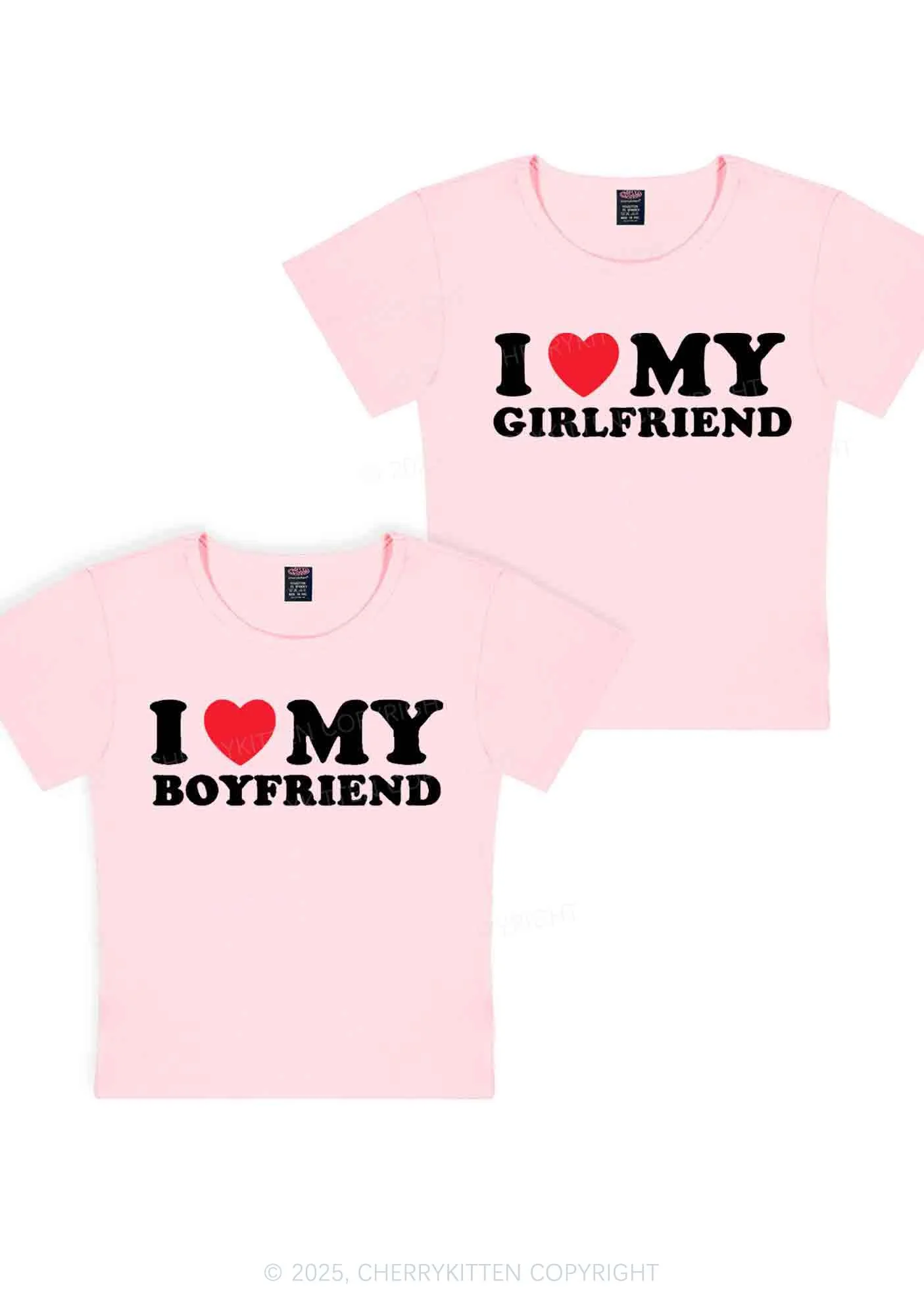 I Love GF BF Y2K Valentine's Day Baby Tee Cherrykitten - Image 6