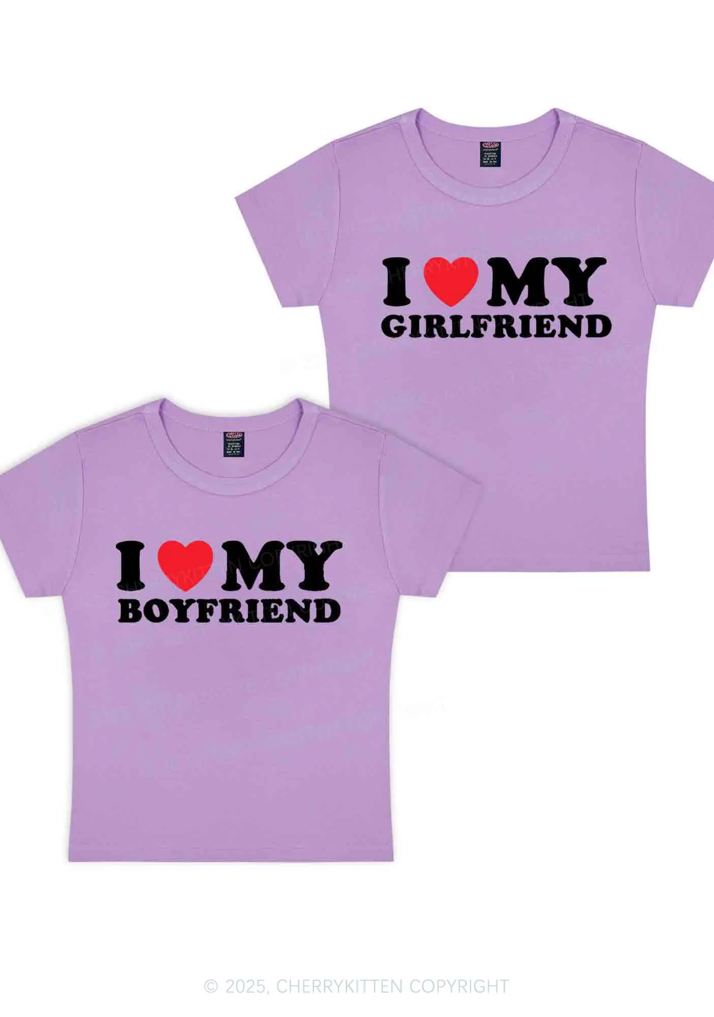 I Love GF BF Y2K Valentine's Day Baby Tee Cherrykitten - Image 7