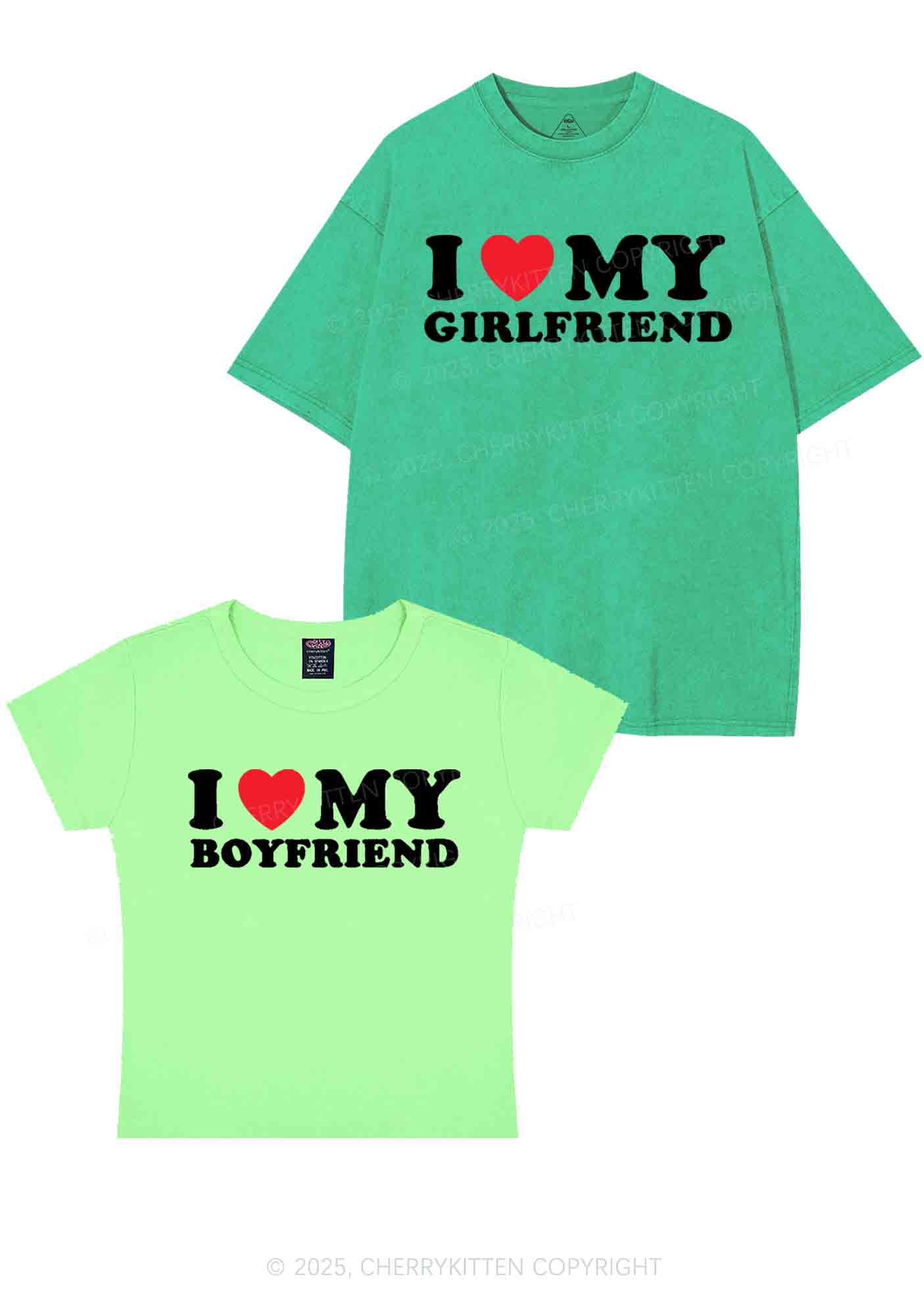 I Love GF BF Y2K Valentine's Day Couple Shirt Cherrykitten - Image 13