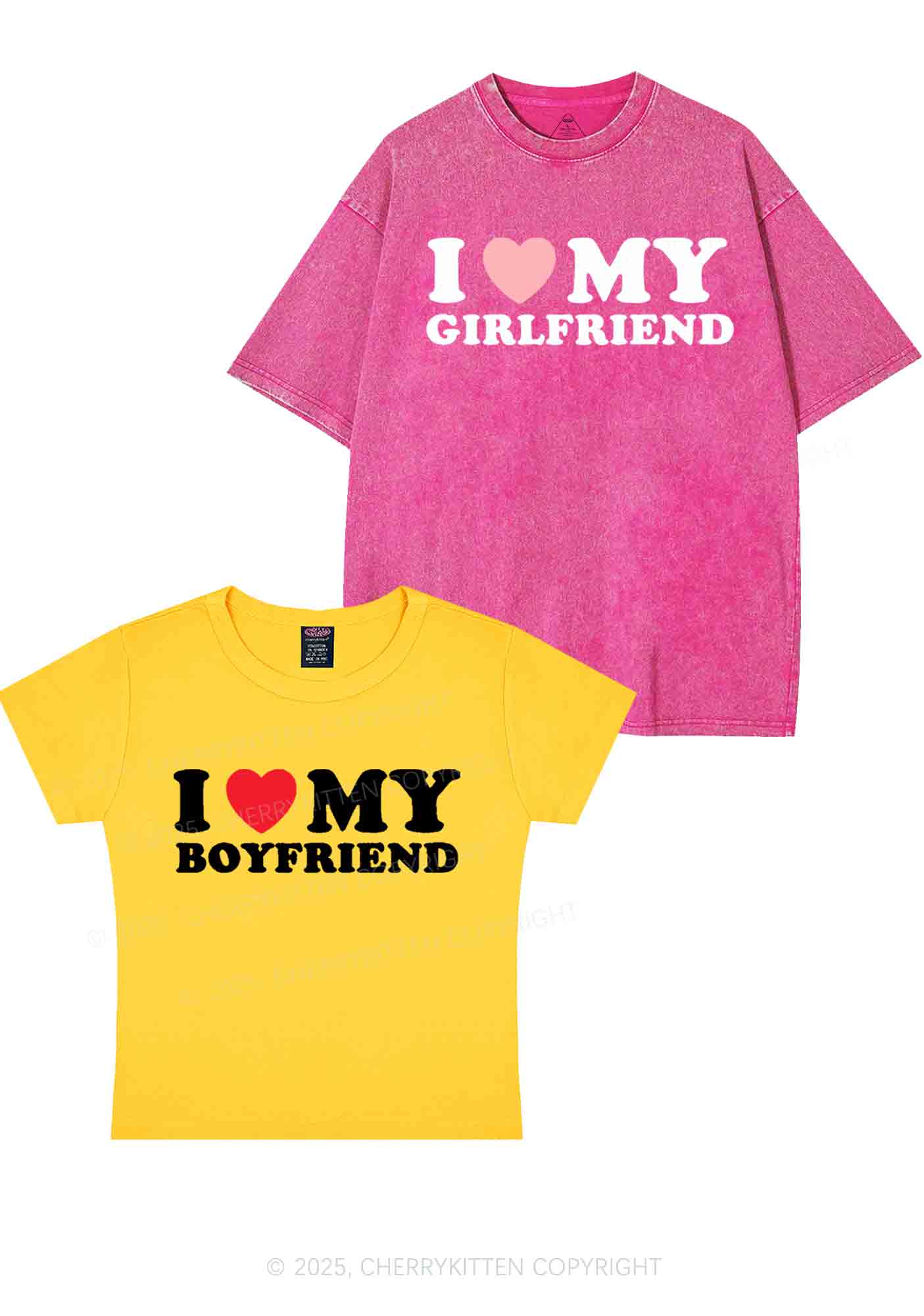 I Love GF BF Y2K Valentine's Day Couple Shirt Cherrykitten - Image 4