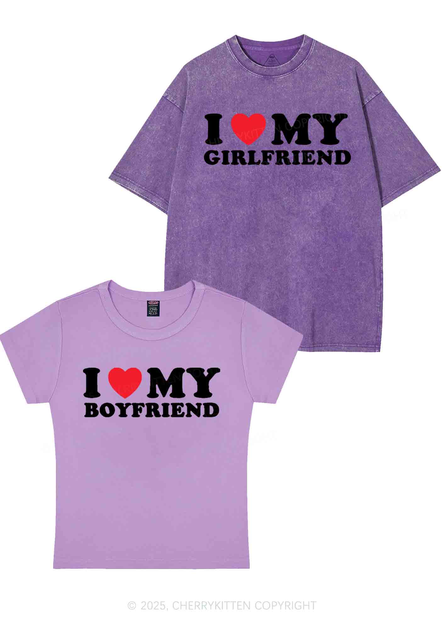 I Love GF BF Y2K Valentine's Day Couple Shirt Cherrykitten - Image 5
