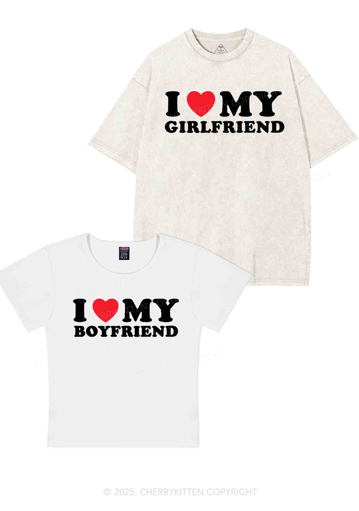 I Love GF BF Y2K Valentine's Day Couple Shirt Cherrykitten - Image 6