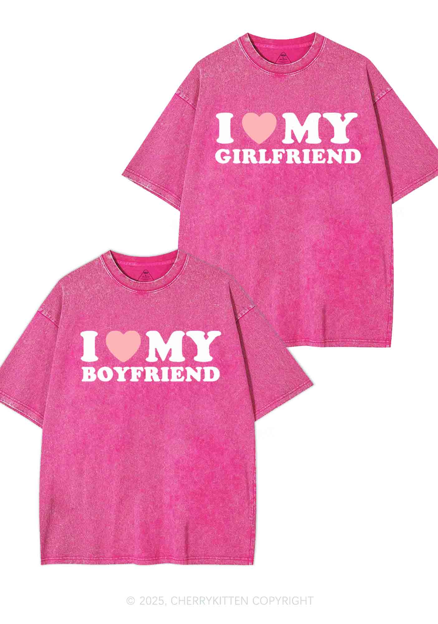 I Love GF BF Y2K Valentine's Day Washed Tee Cherrykitten - Image 5