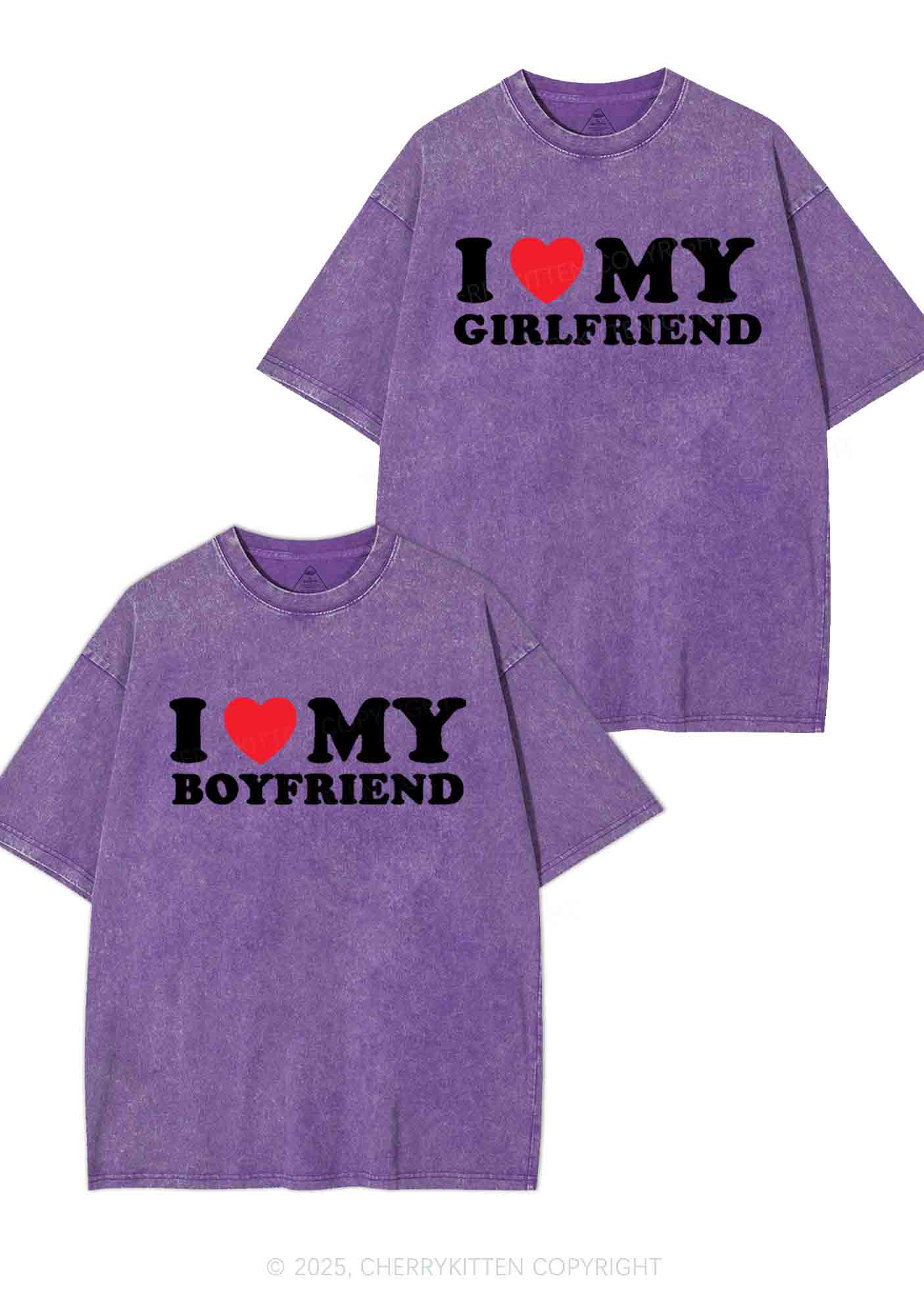 I Love GF BF Y2K Valentine's Day Washed Tee Cherrykitten - Image 6