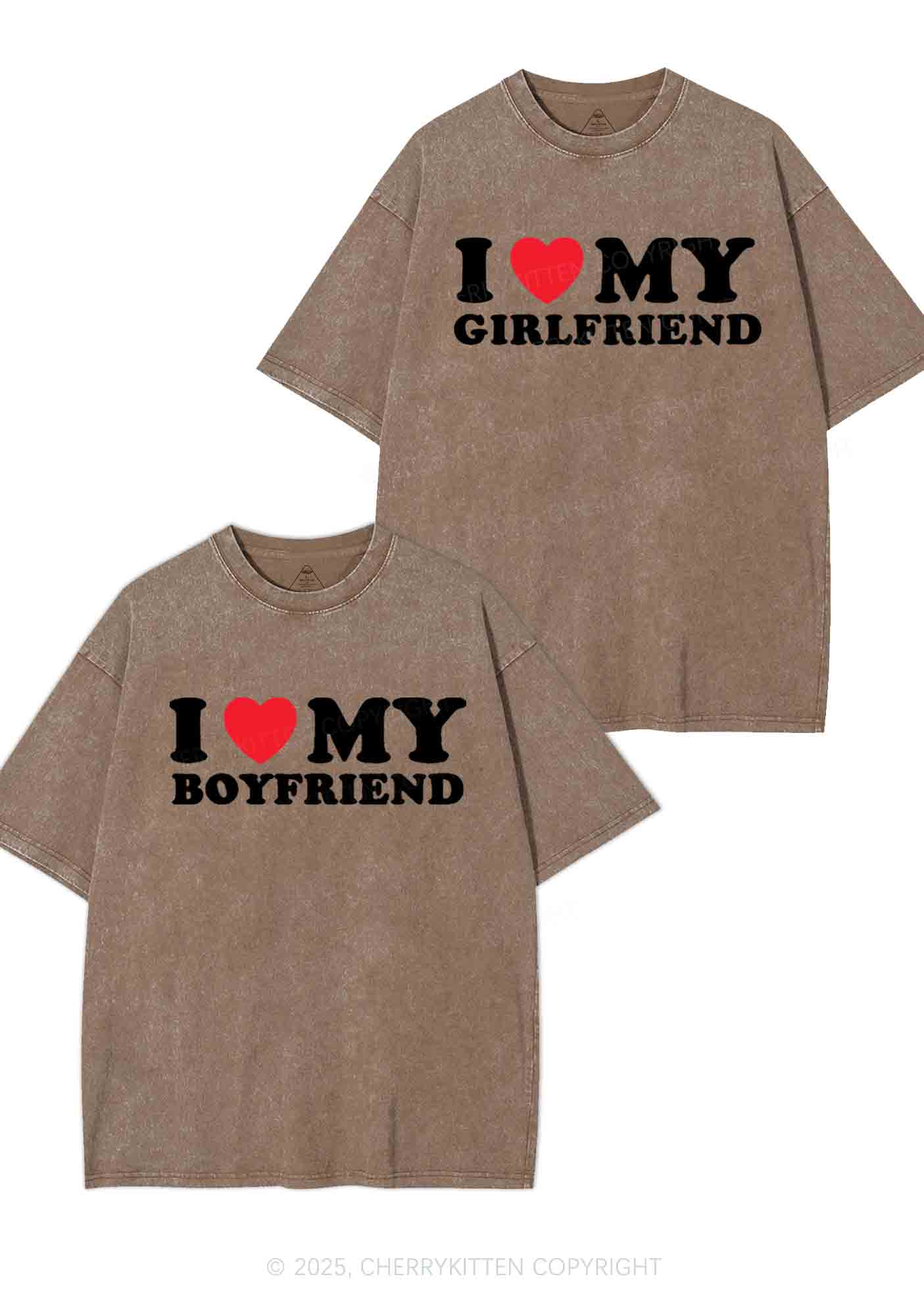I Love GF BF Y2K Valentine's Day Washed Tee Cherrykitten - Image 7