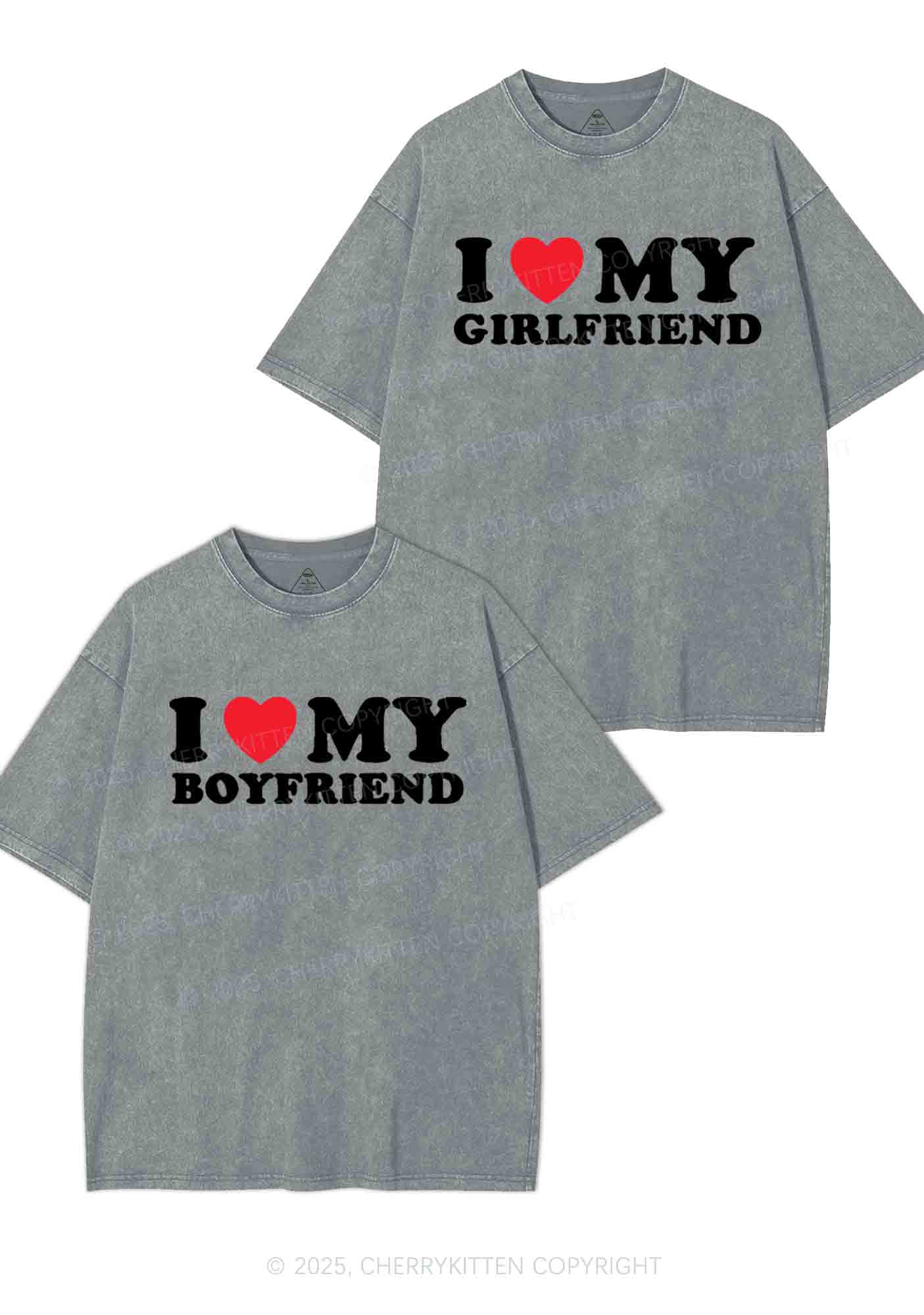 I Love GF BF Y2K Valentine's Day Washed Tee Cherrykitten - Image 8