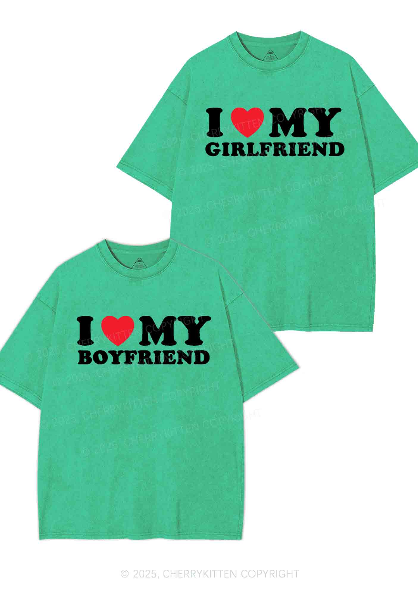 I Love GF BF Y2K Valentine's Day Washed Tee Cherrykitten - Image 9