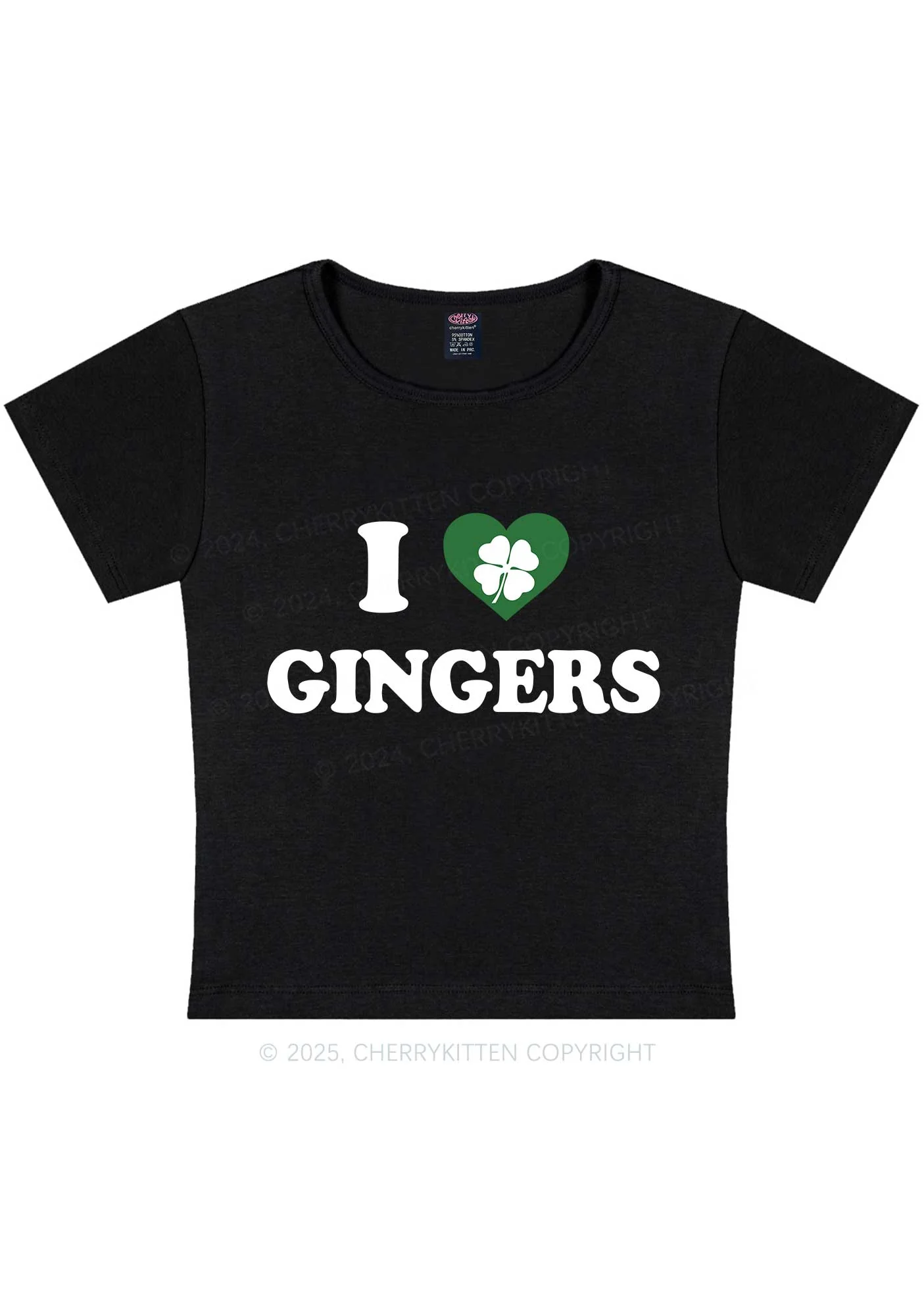 I Love Gingers St Patricks Y2K Baby Tee Cherrykitten - Image 4