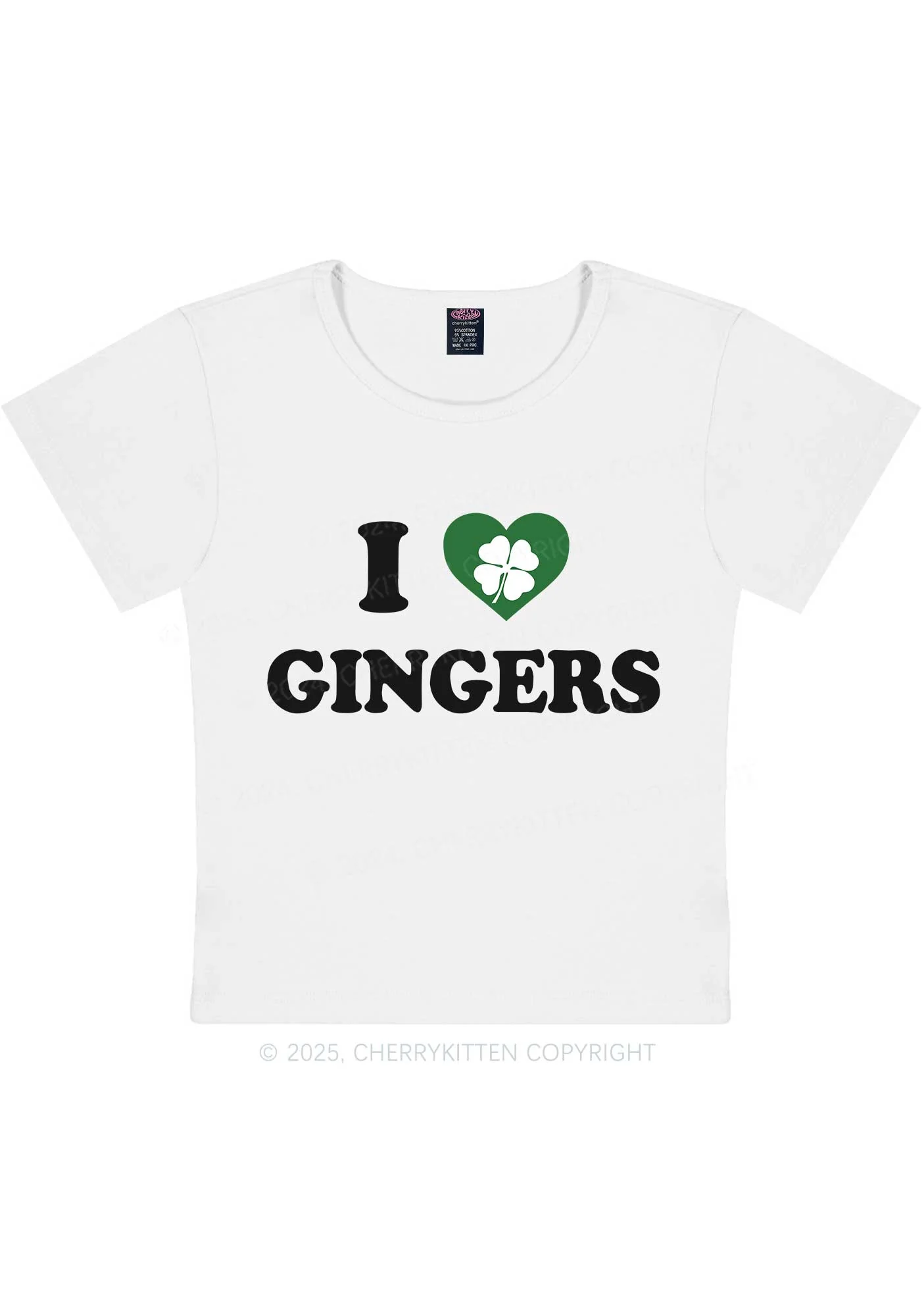 I Love Gingers St Patricks Y2K Baby Tee Cherrykitten - Image 5
