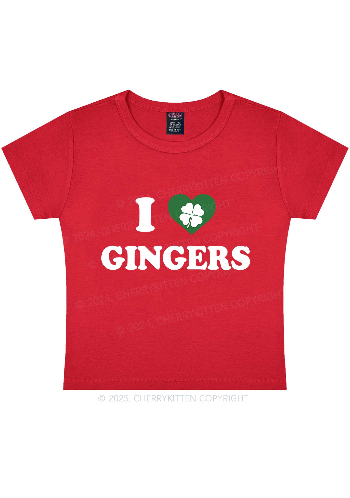 I Love Gingers St Patricks Y2K Baby Tee Cherrykitten - Image 8